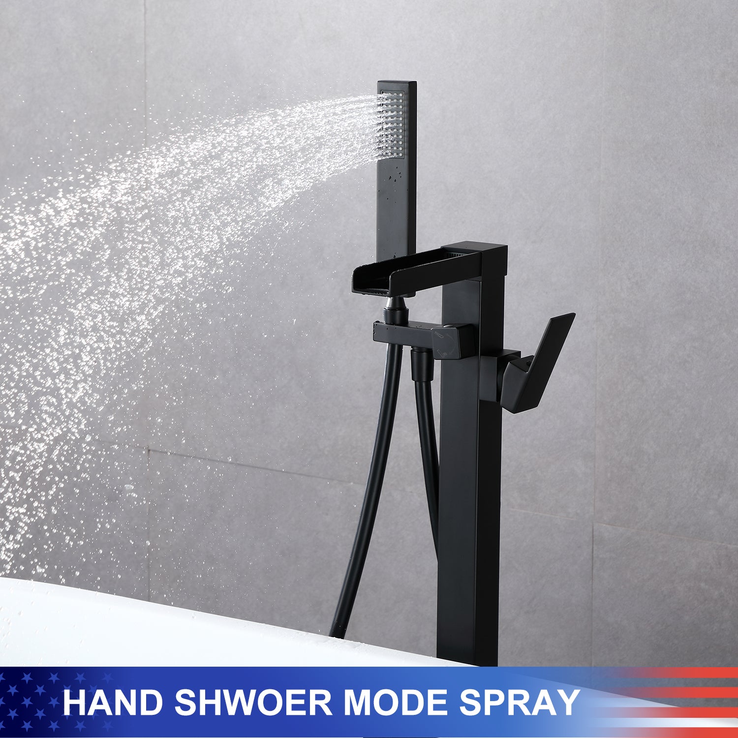 Single-Handle Floor-Mount Freestanding Tub Filler with Handheld Shower (S8002)