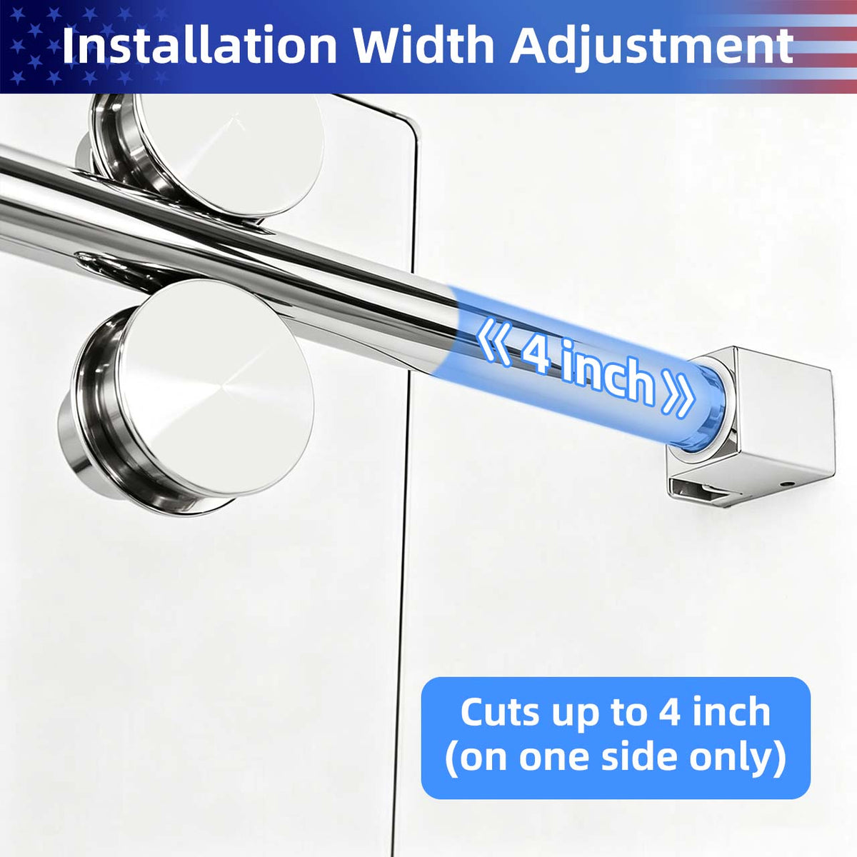 Frameless Sliding Shower Door with 3/8" Tempered Glass and Stainless Steel Frame