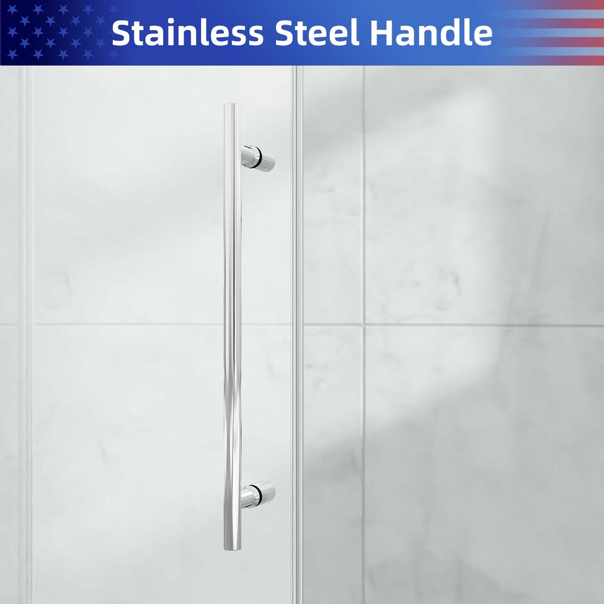 Frameless Sliding Shower Door with 3/8" Tempered Glass and Stainless Steel Frame