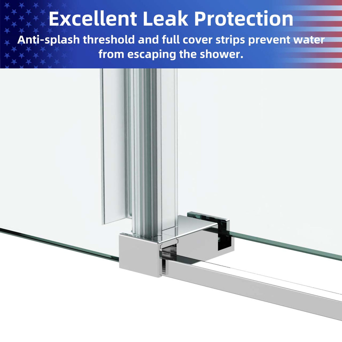 Frameless Sliding Shower Door with 3/8" Tempered Glass and Stainless Steel Frame