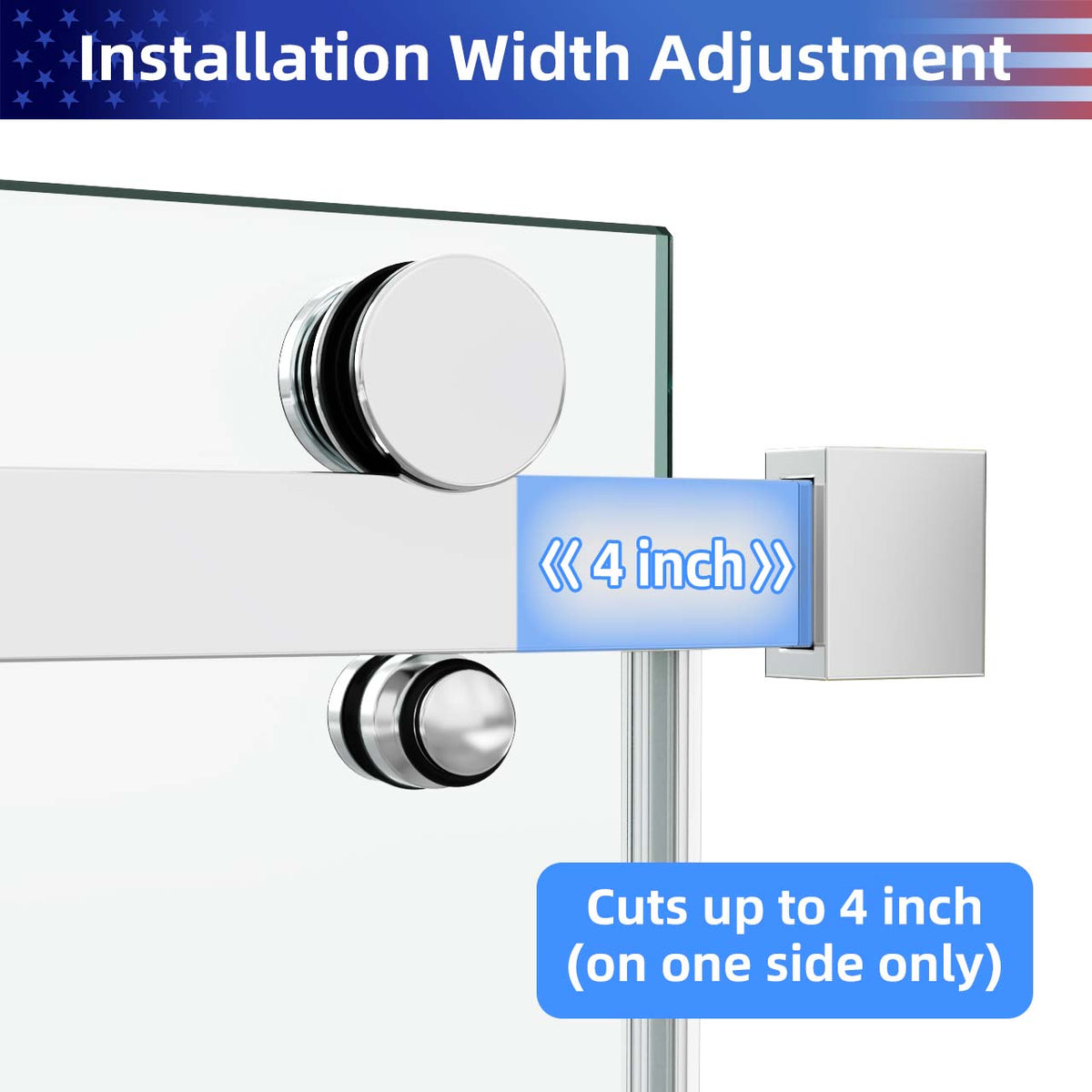 Rainlex Frameless Single-Panel Sliding Shower Door with 3/8" Tempered Glass and Stainless Steel Frame