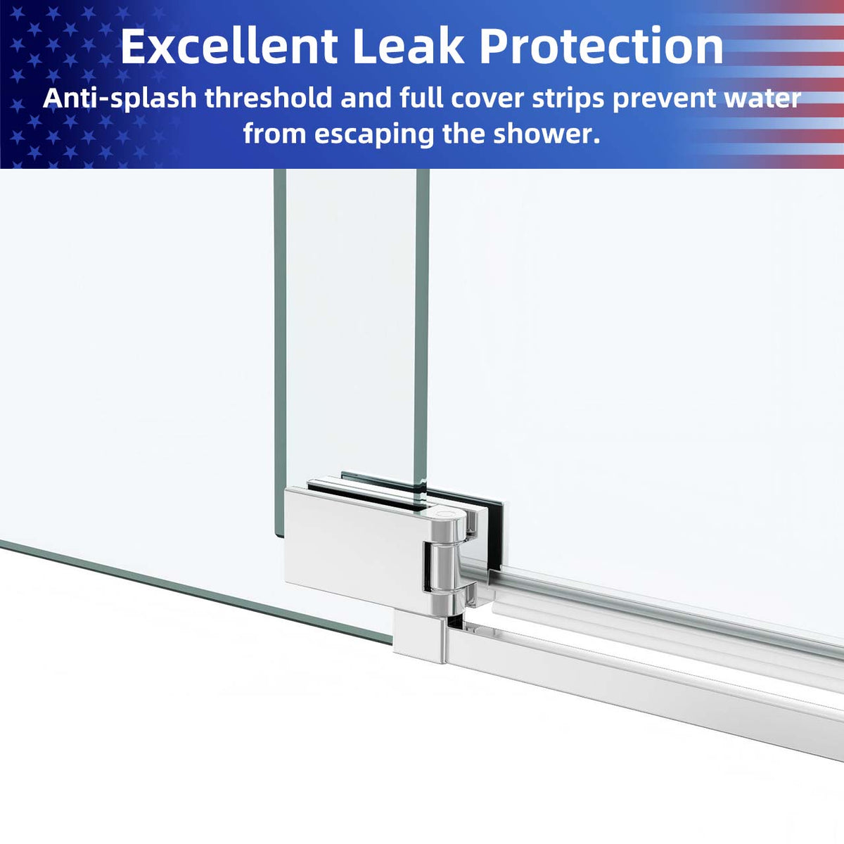 Rainlex Frameless Single-Panel Swing Shower Door with 5/16" Clear Tempered Glass and Safety Film