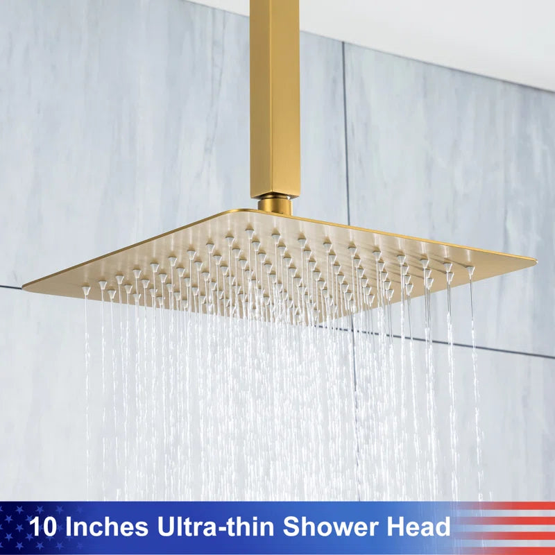10" Shower Head 2-way Ceiling-Mount Square Shower Faucet with Rough-in Valve RX95102-10