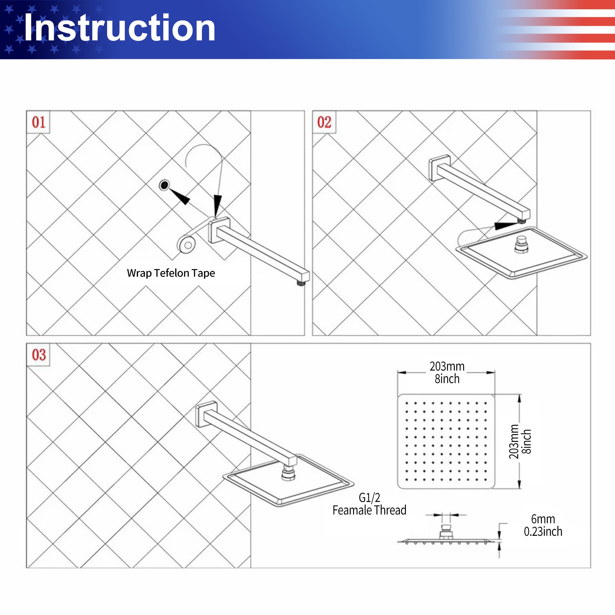 fixed shower head Instructions