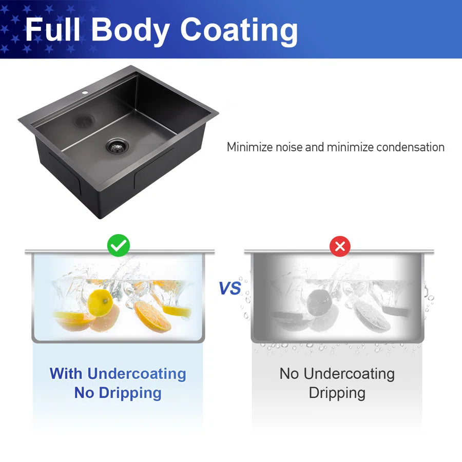 22'' L Drop-In Single Bowl Stainless Steel Kitchen Sink