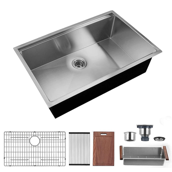32x19 Inch Kitchen Sink  Stainless Steel Single Blow Workstation Underment Kitchen Sink 18 Gauge
