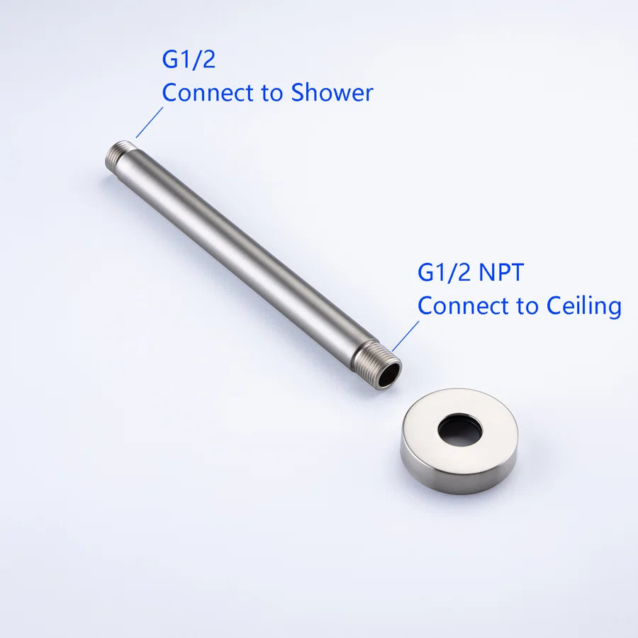 RAINLEX 8 in. Round Ceiling-Mount Shower Arm with Flange