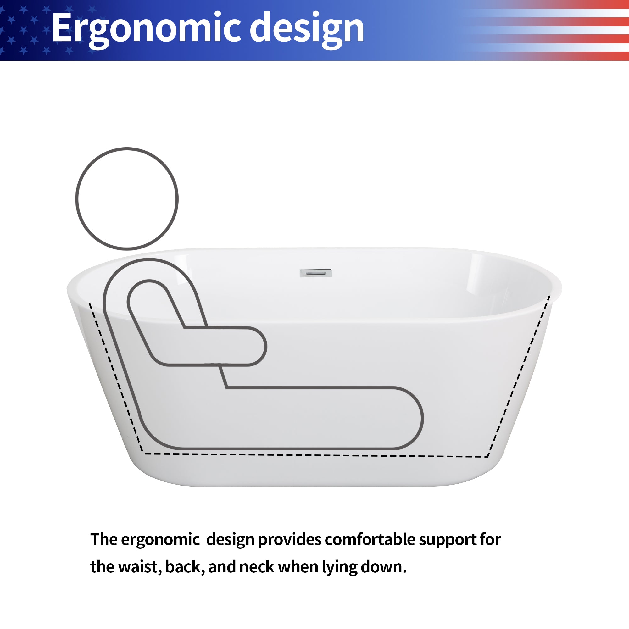 67" Oval Acrylic Freestanding Soaking Bathtub with Overflow RX-A02-67
