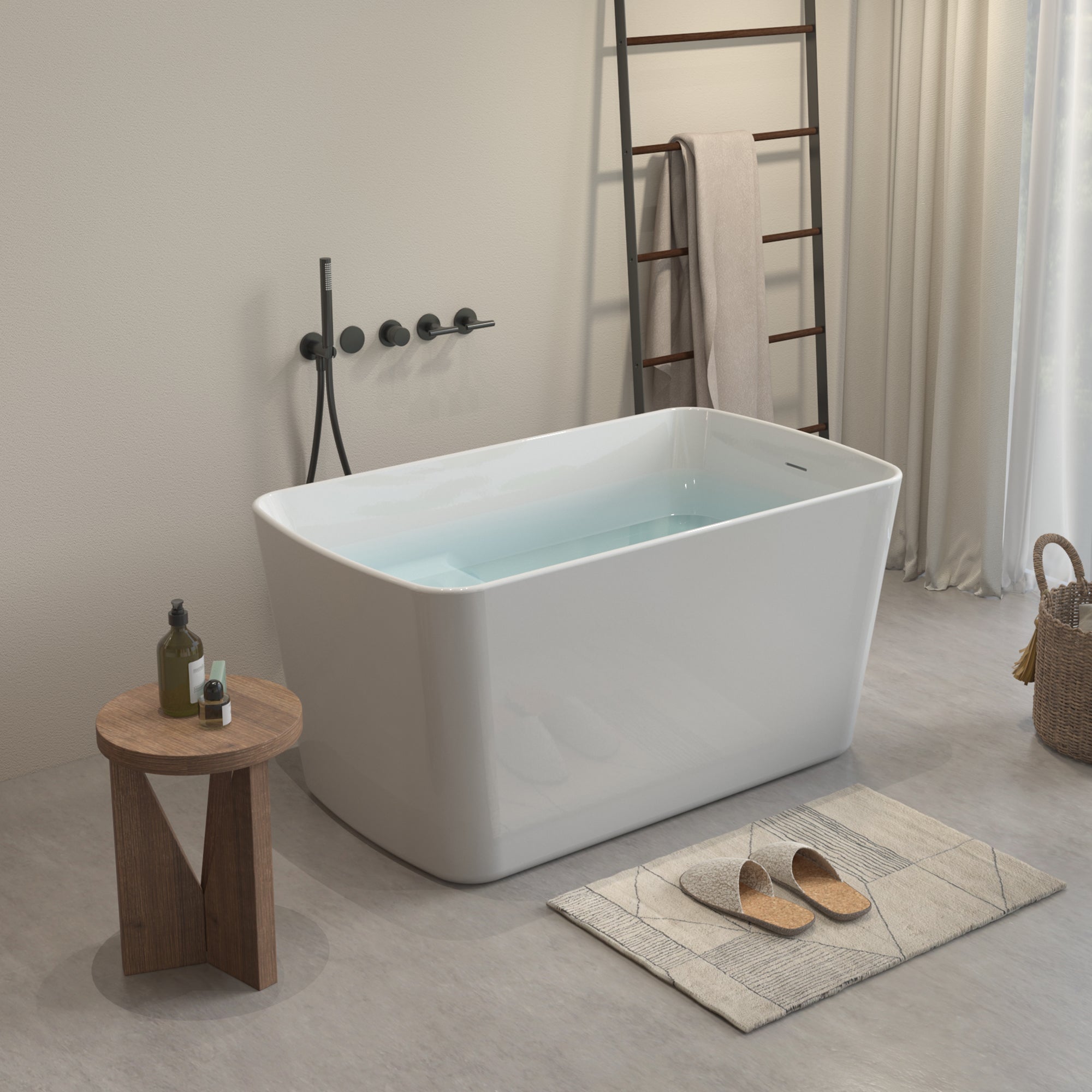 49" Square Acrylic Japanese Soaking Bathtub