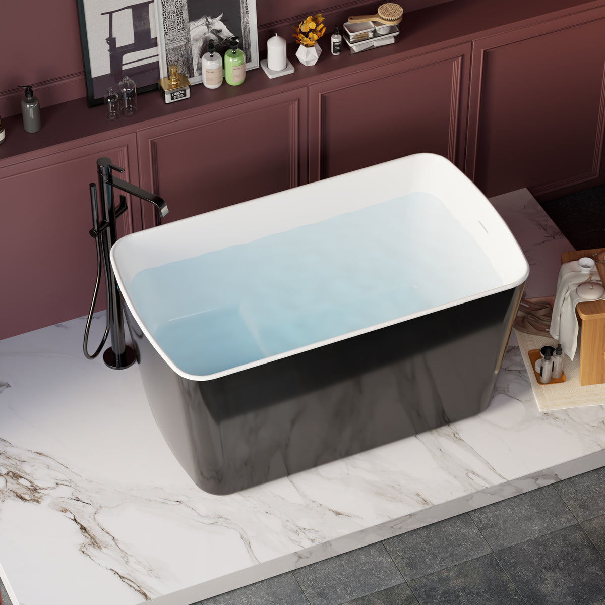RAINLEX 49 in. Square Acrylic Japanese Soaking Bathtub (Style A06)