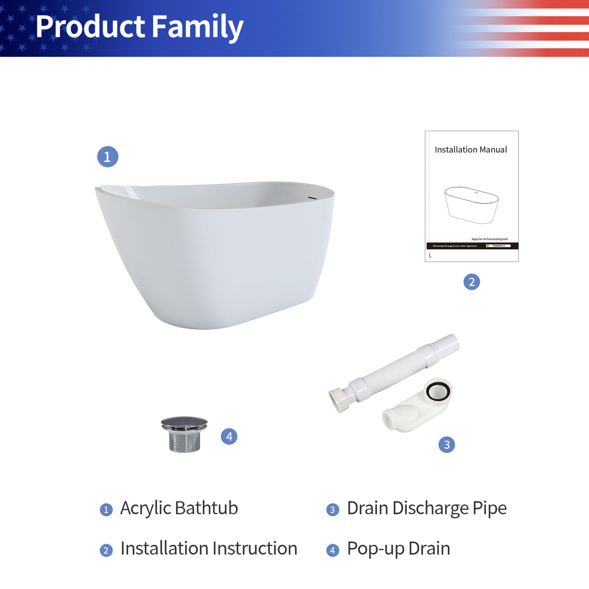 RAINLEX 60 in. Freestanding Acrylic Soaking Bathtub