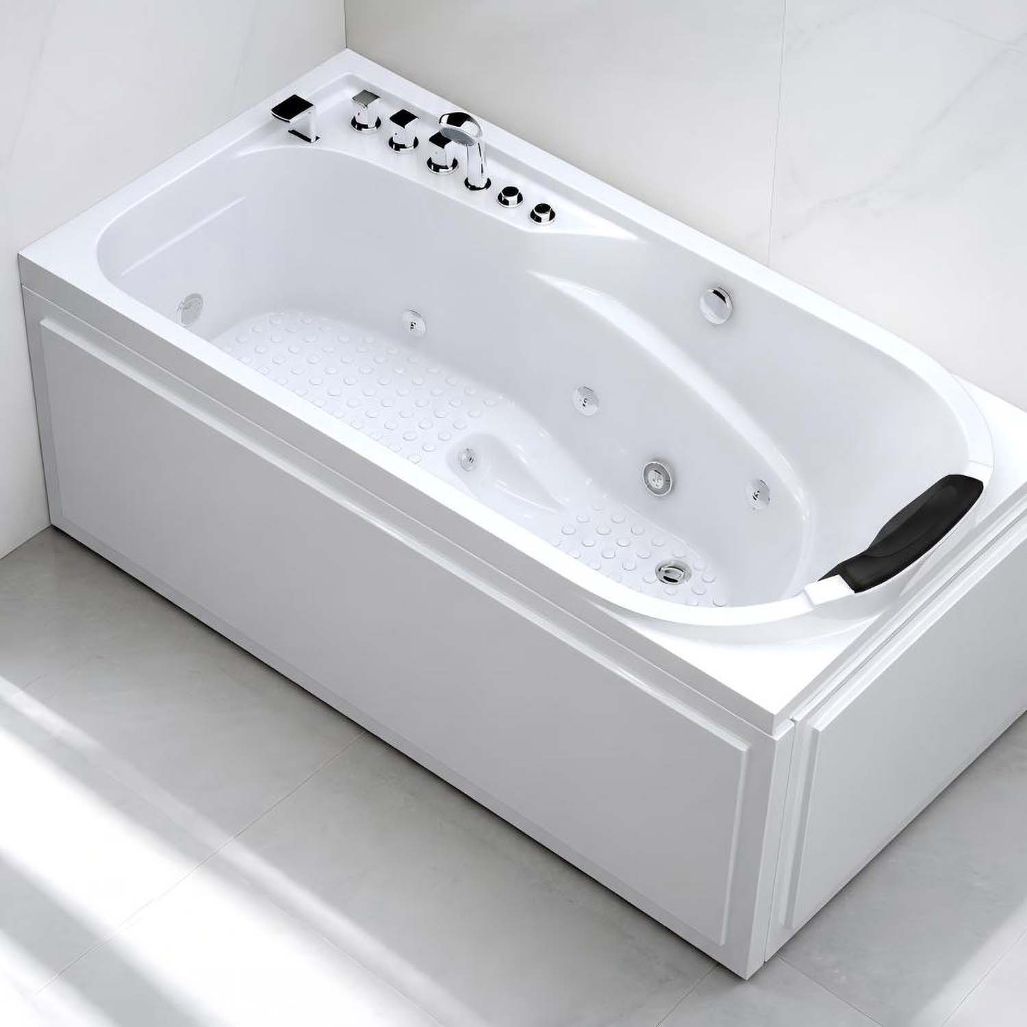 67" Acrylic Freestanding Whirlpool Bathtub with 8 Massage Jets