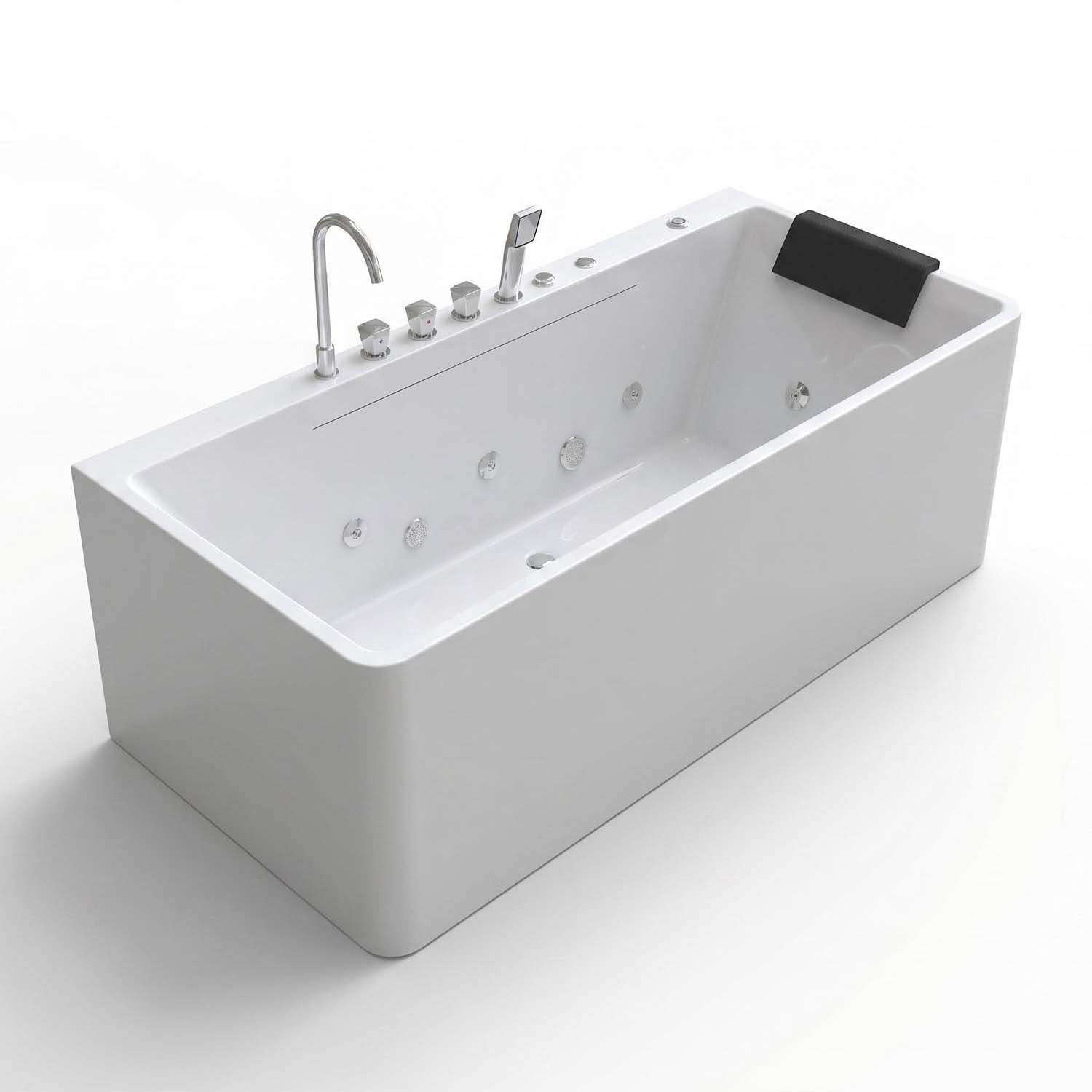 67" Acrylic Freestanding Whirlpool Bathtub with LED Chromotherapy