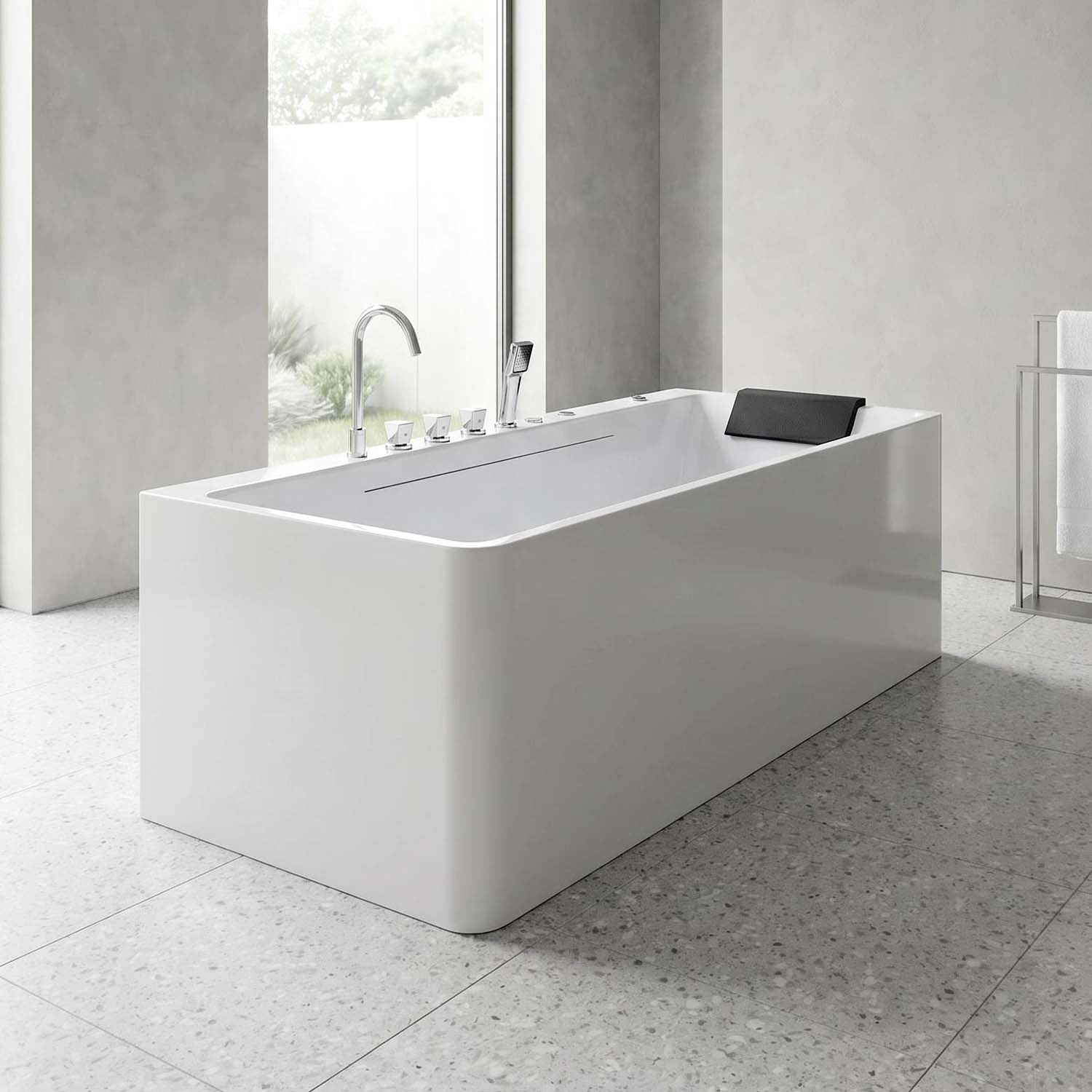 67" Acrylic Freestanding Whirlpool Bathtub with LED Chromotherapy