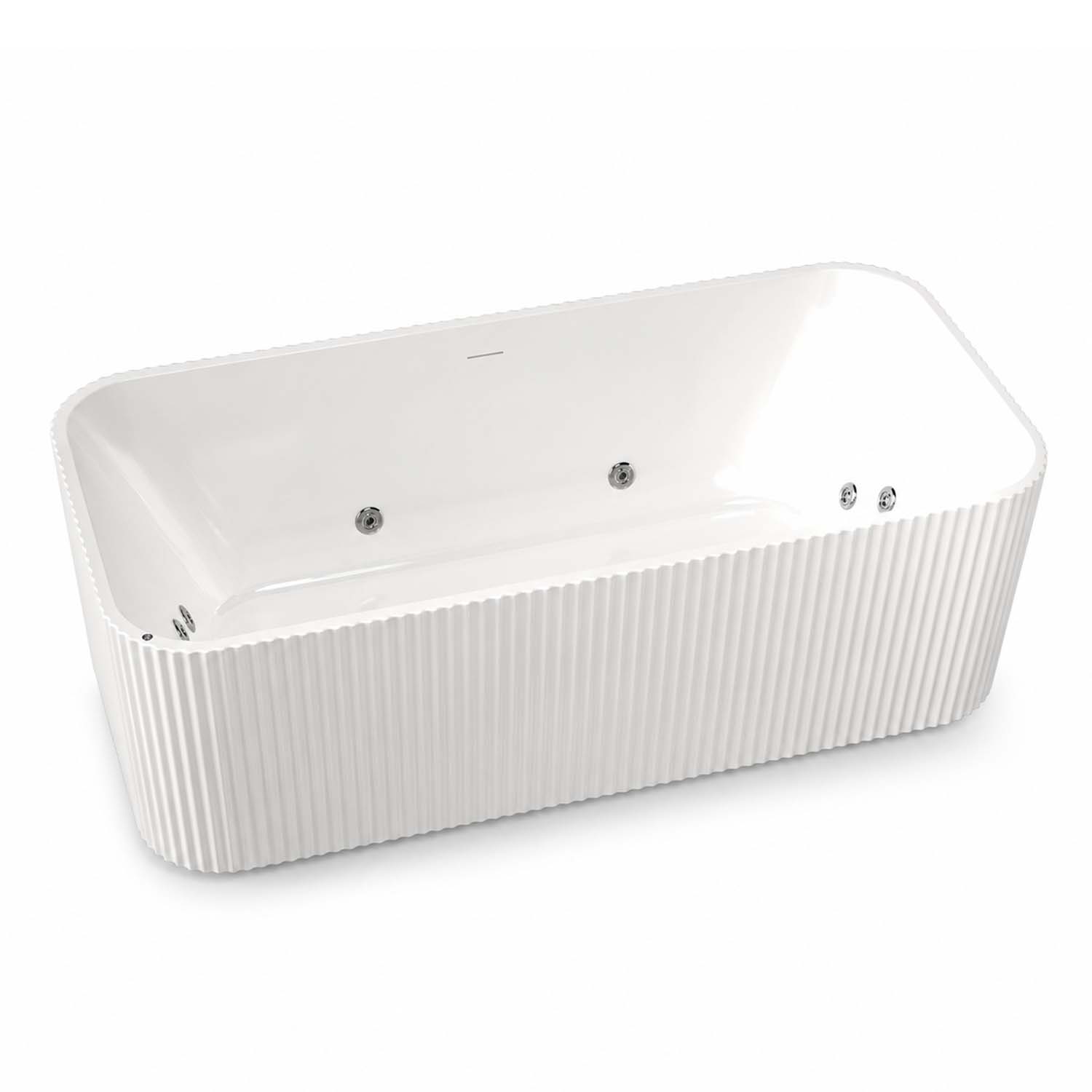 67" Rectangular Acrylic Freestanding Whirlpool Bathtub with Massage Jets