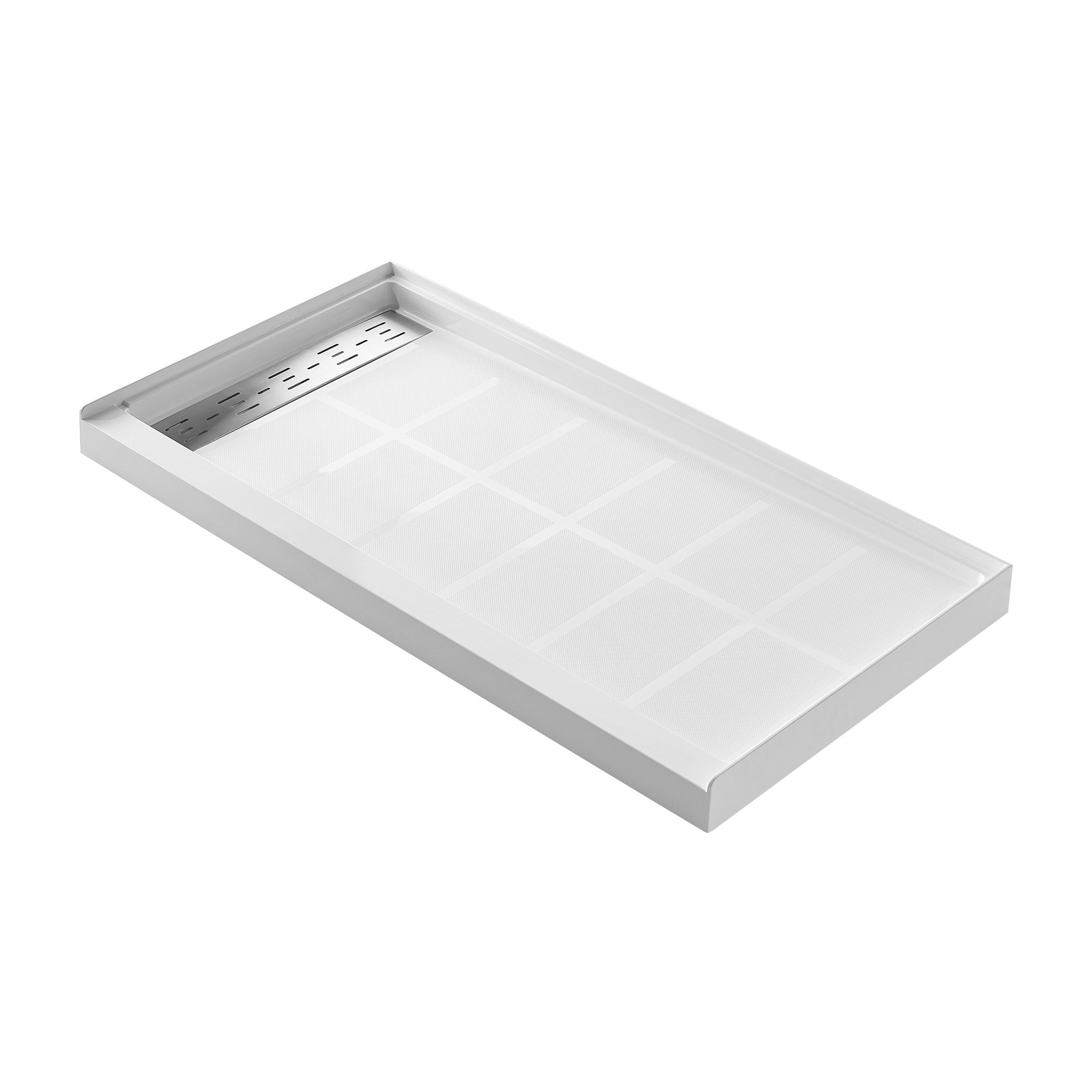 Single-Threshold Shower Pan with Drain, Anti-Slip