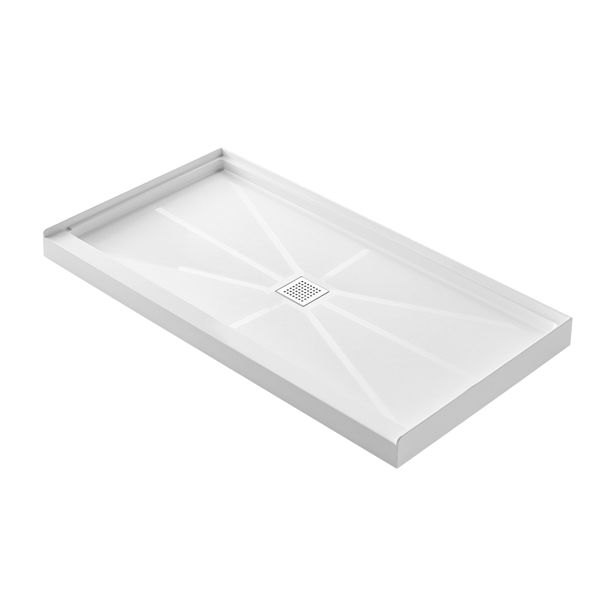 Single-Threshold Shower Pan with Center Drain, Anti-Slip