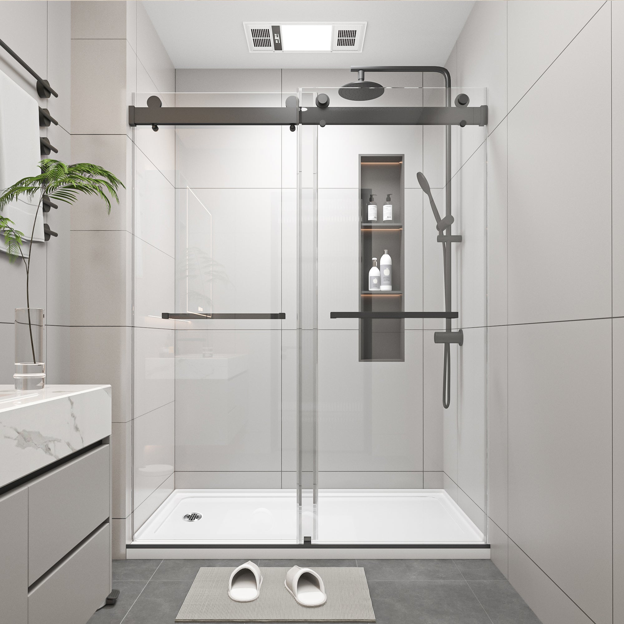 Rainlex 60 in. x 30 in. Single Threshold Shower Pan Base in White with Drain RX-B03-6032