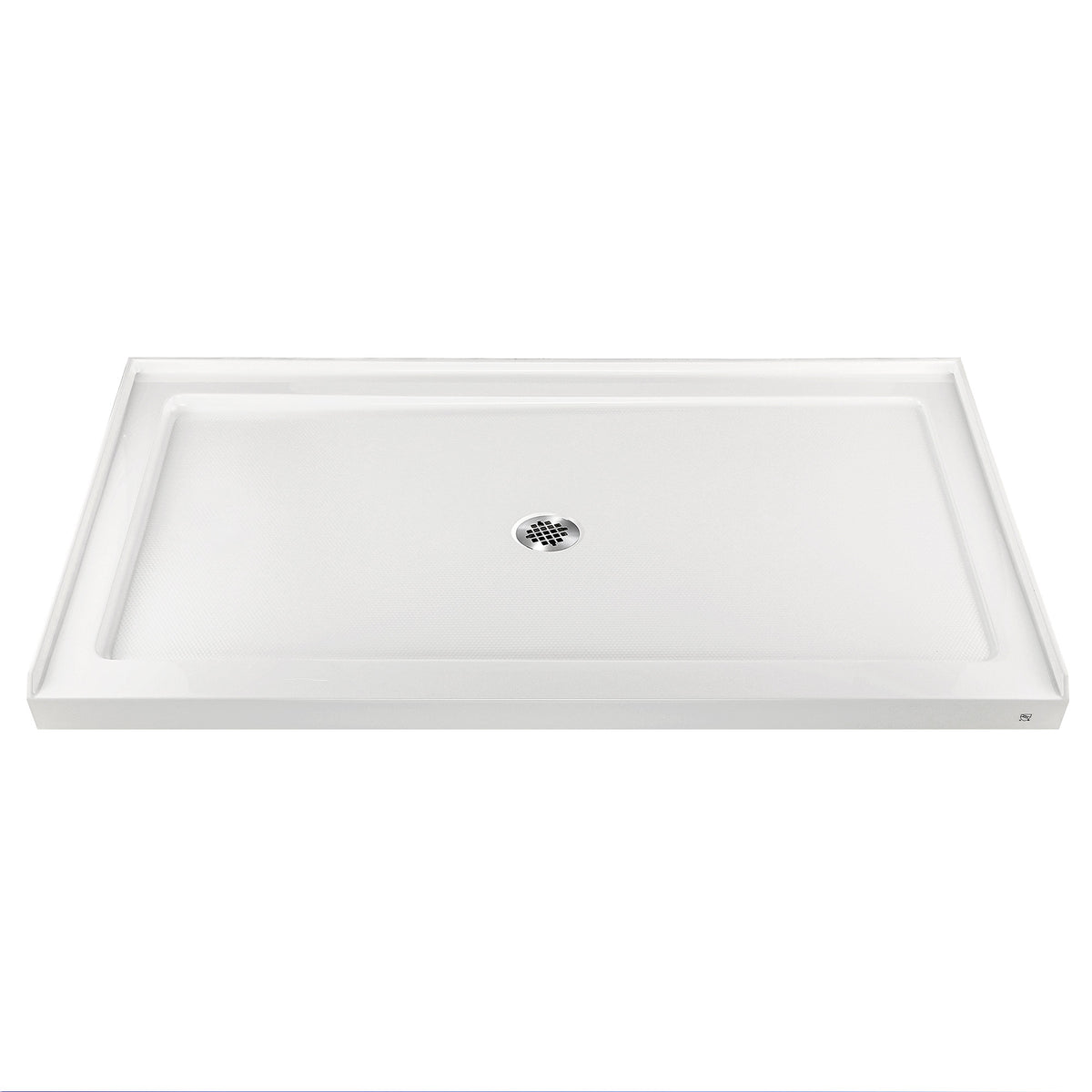 RAINLEX 60" x 32" Single-Threshold Shower Pan with Drain in White
