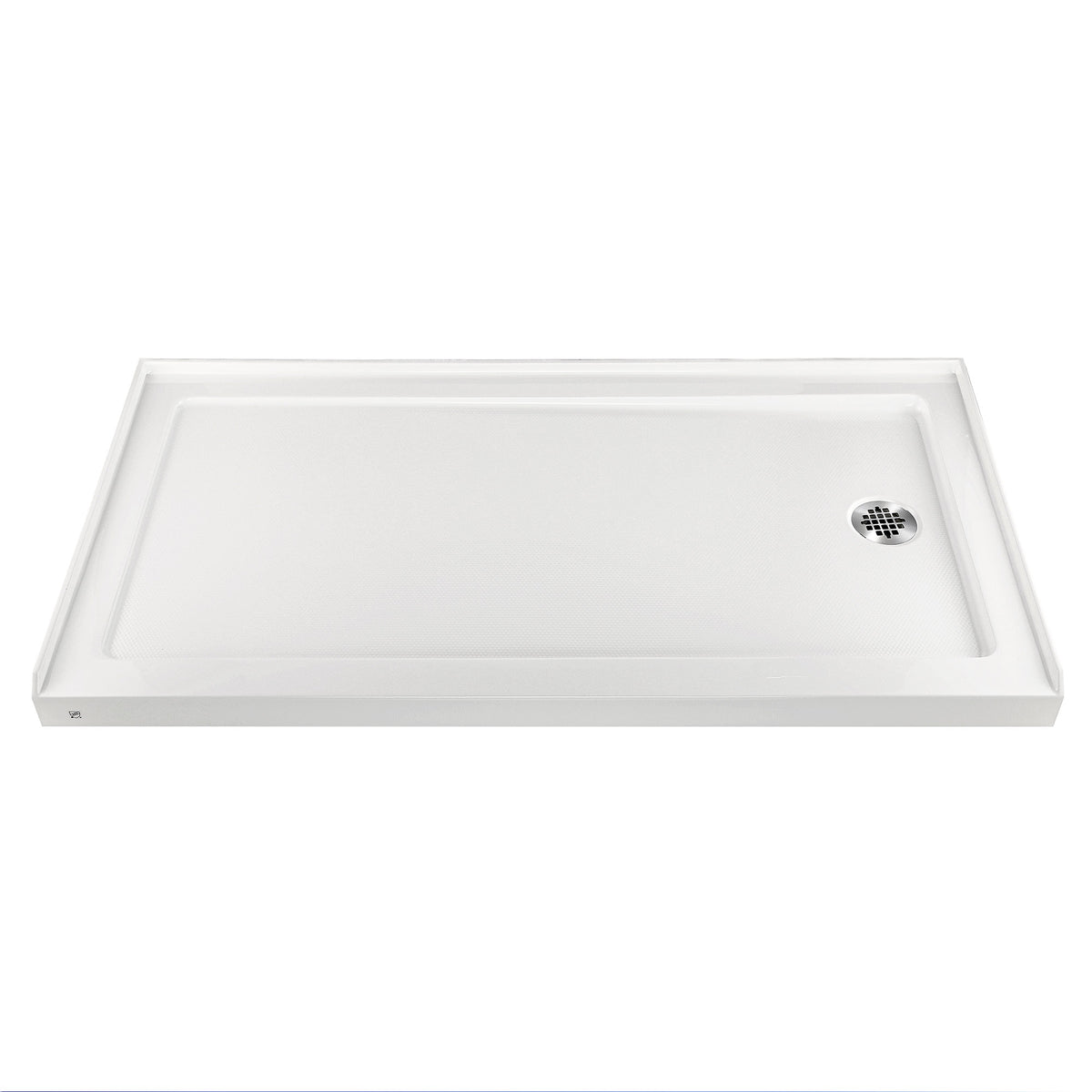 RAINLEX 60" x 32" Single-Threshold Shower Pan with Drain in White