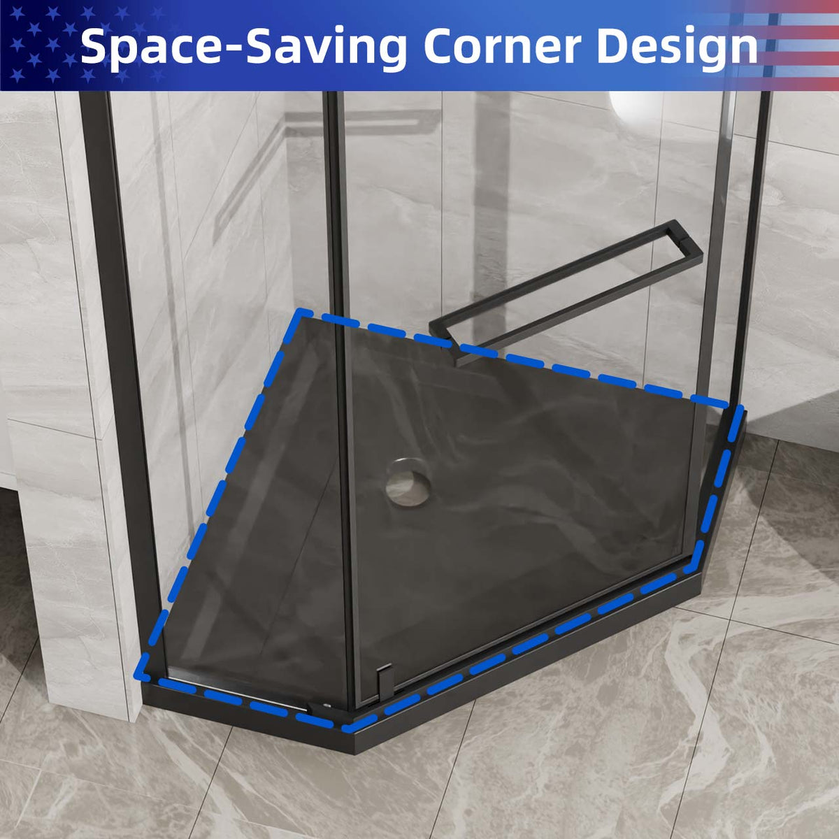 Rainlex 36" x 36" Neo-Angle Corner Shower Base, White