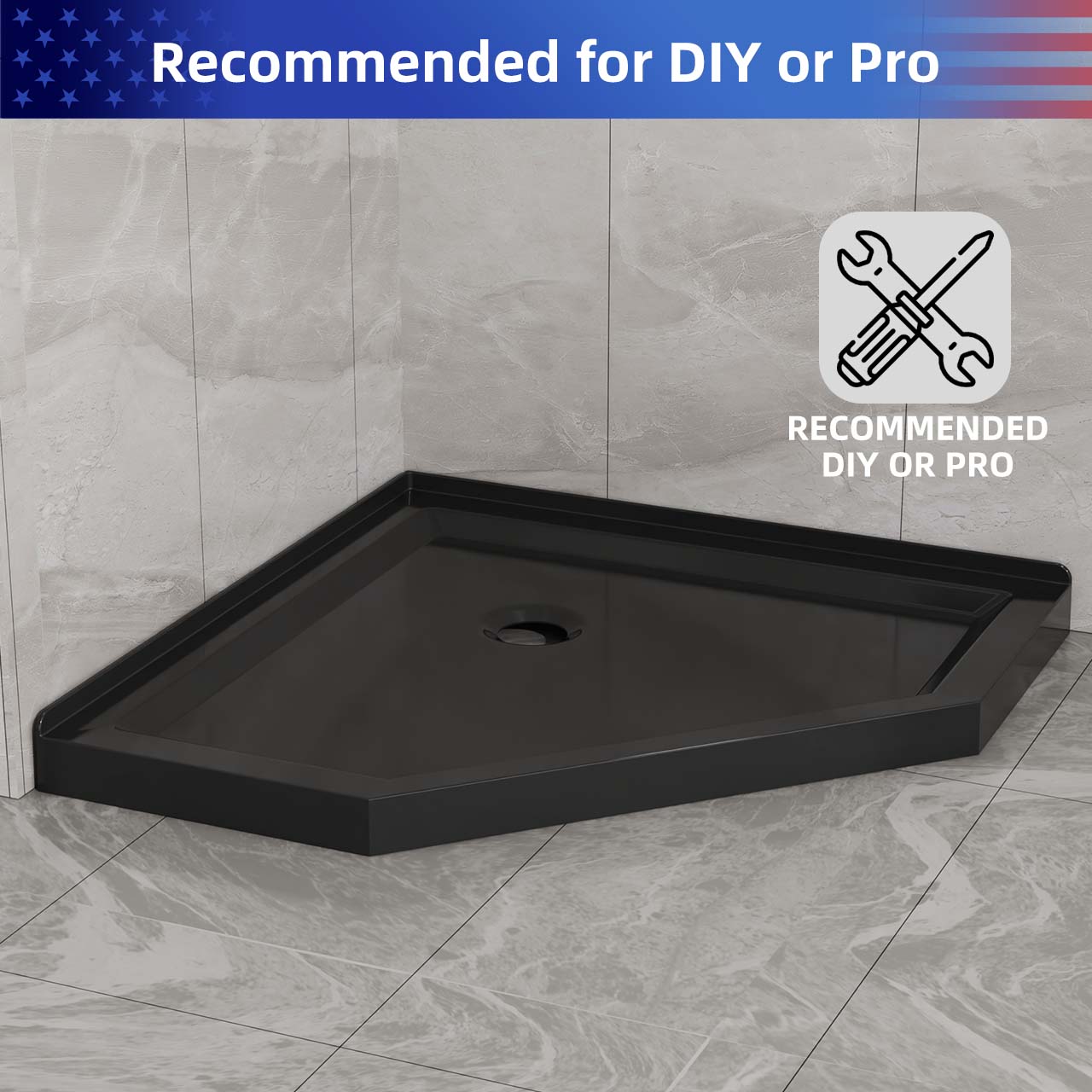 Rainlex 36" x 36" Neo-Angle Corner Shower Base, White