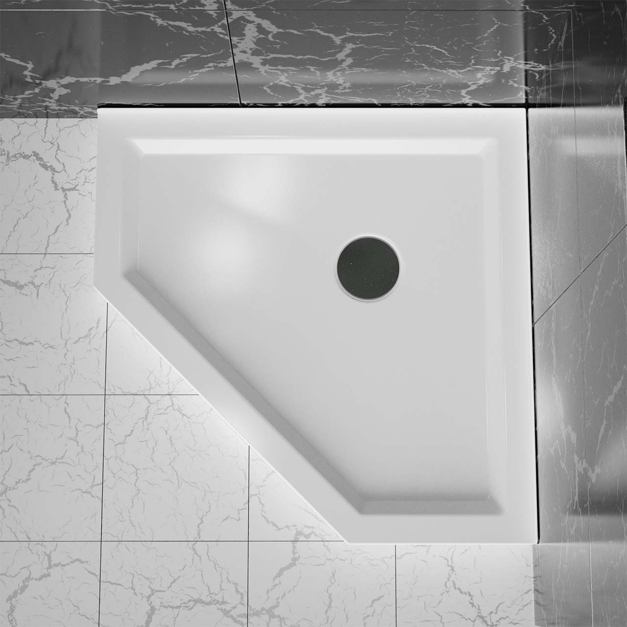 Rainlex 36" x 36" Neo-Angle Corner Shower Base, White