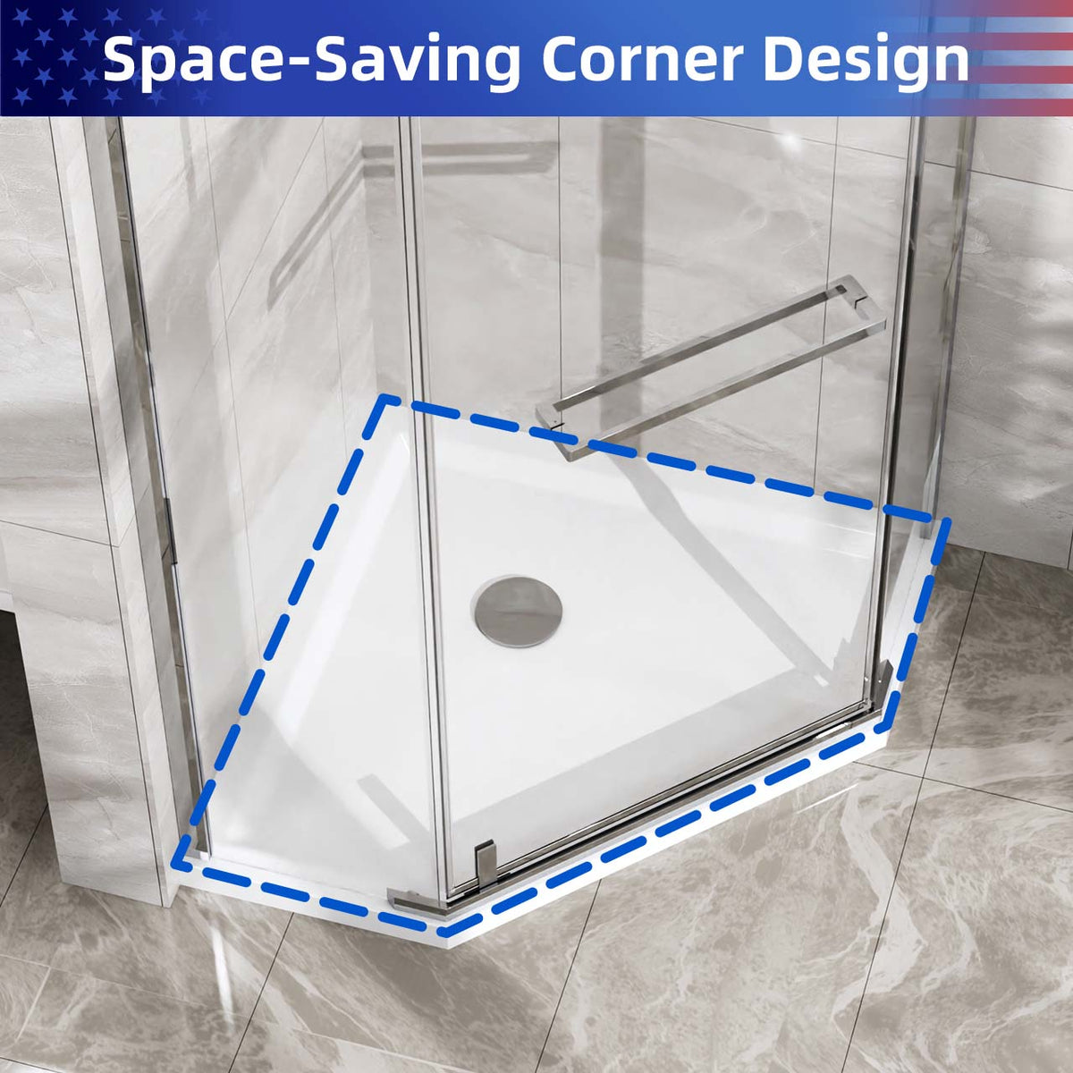 Rainlex 36" x 36" Neo-Angle Corner Shower Base, White