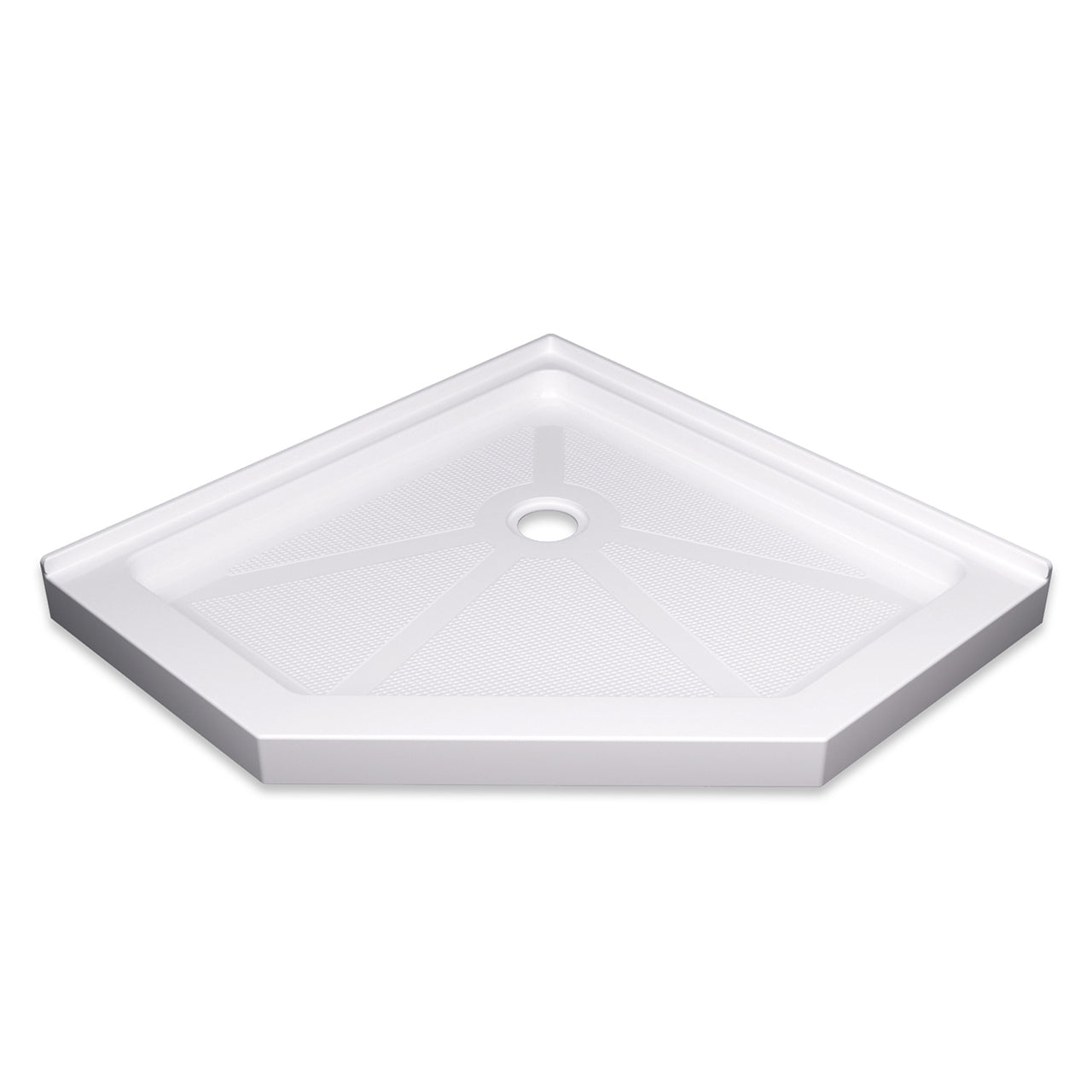 Rainlex 36" x 36" Neo-Angle Corner Shower Base, Anti-Slip White ABS