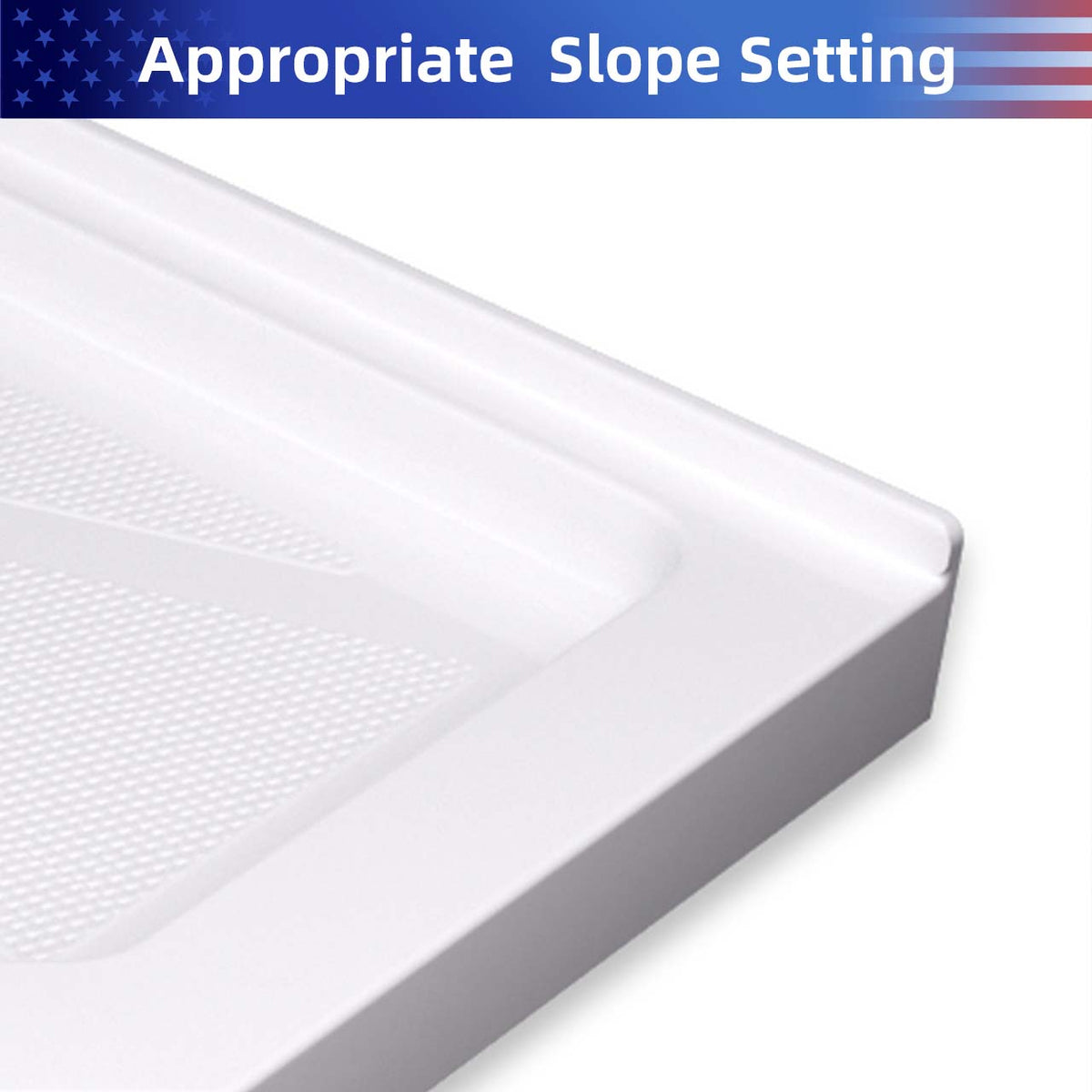 Rainlex 36" x 36" Neo-Angle Corner Shower Base, Anti-Slip White ABS