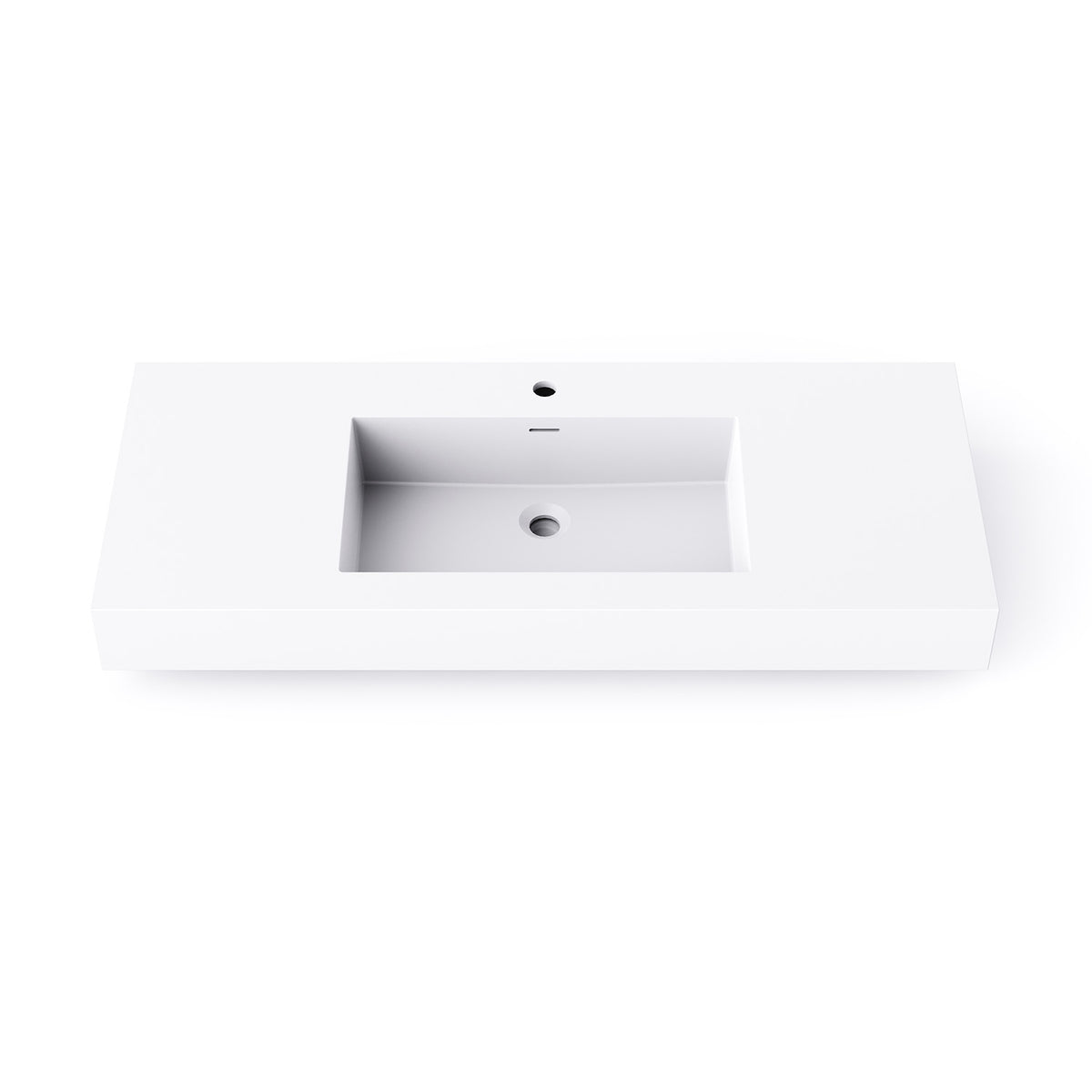 RAINLEX 47.2 in. Wall-Mounted Rectangular Stone Resin Bathroom Sink