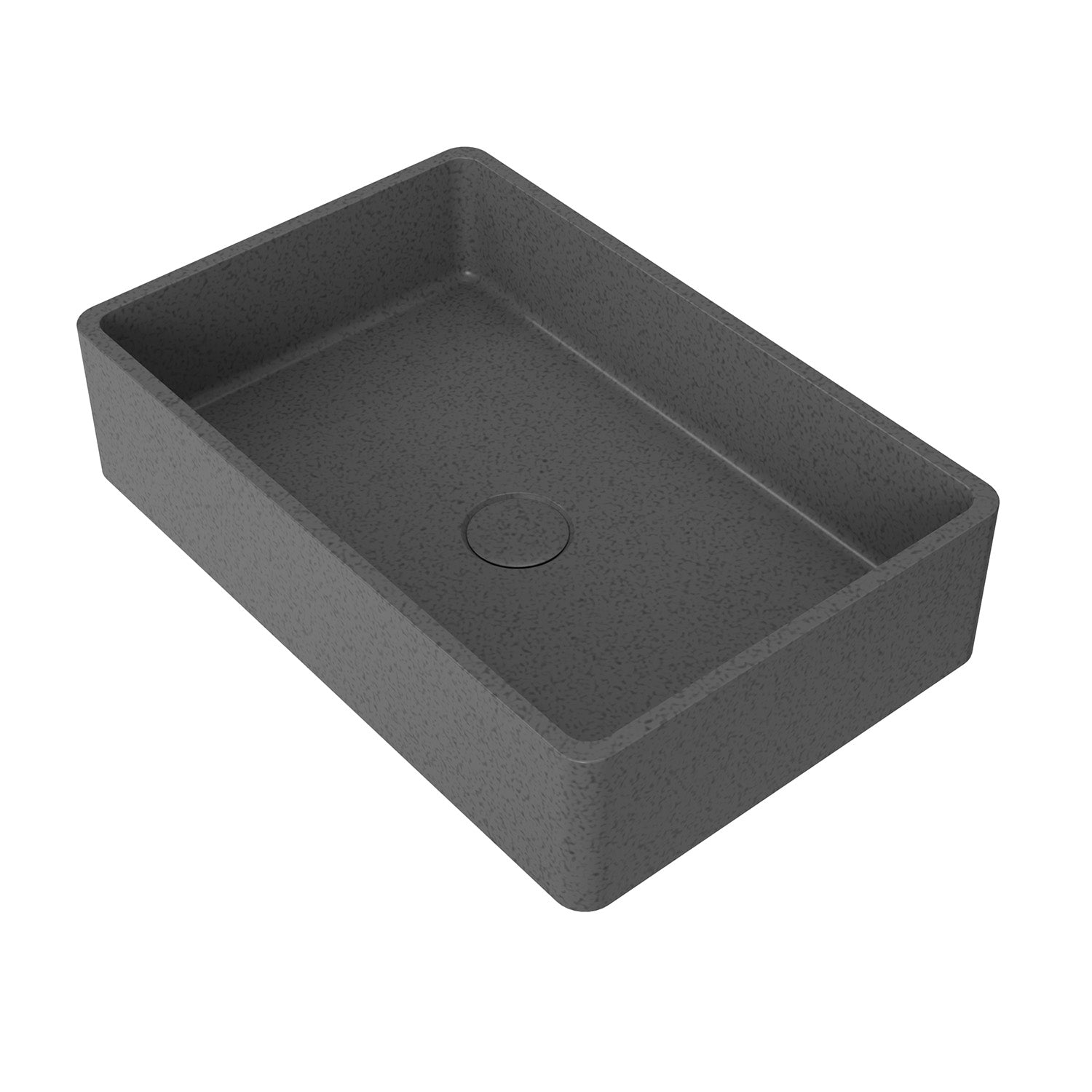 19.68 in. Rectangular Concrete Vessel Bathroom Sink, Modern Gray Wash Basin