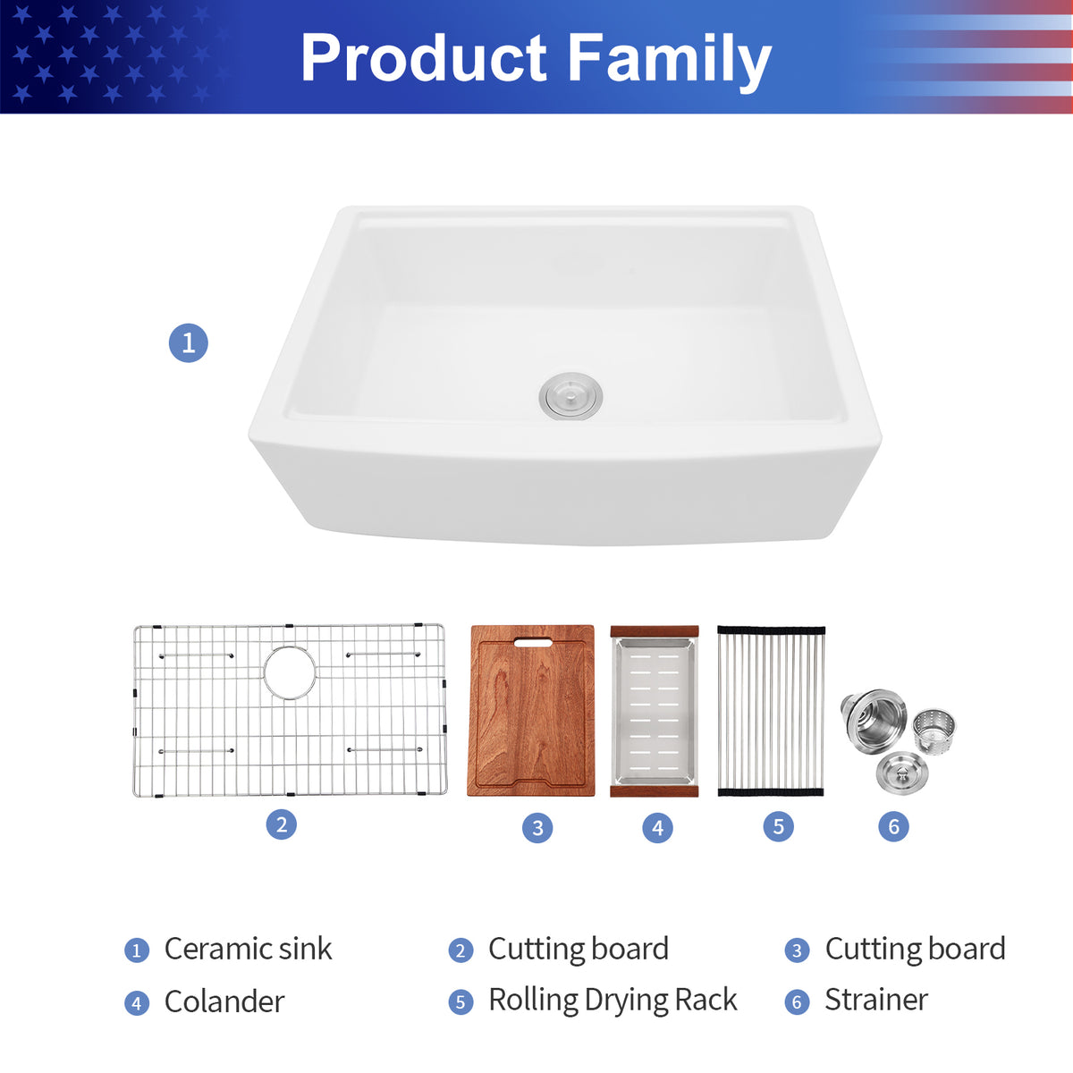 33 in. x 21 in. White Porcelain Ceramic Workstation Farmhouse Kitchen Sink, 10 in. Deep Single Bowl Apron Front Farm Sink with Cutting Board