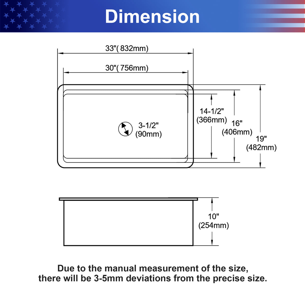 33 in. x 19 in. White Porcelain Ceramic Workstation Kitchen Sink, 10 in. Deep Single Bowl Dual-Mount Undermount & Drop-In Sink with Cutting Board