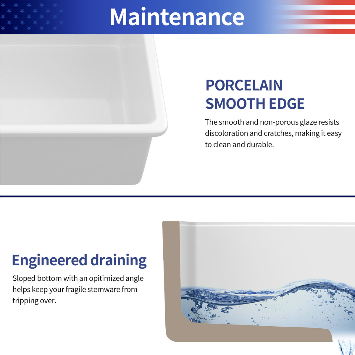 33 in. x 19 in. White Porcelain Ceramic Workstation Kitchen Sink, 10 in. Deep Single Bowl Dual-Mount Undermount & Drop-In Sink with Cutting Board