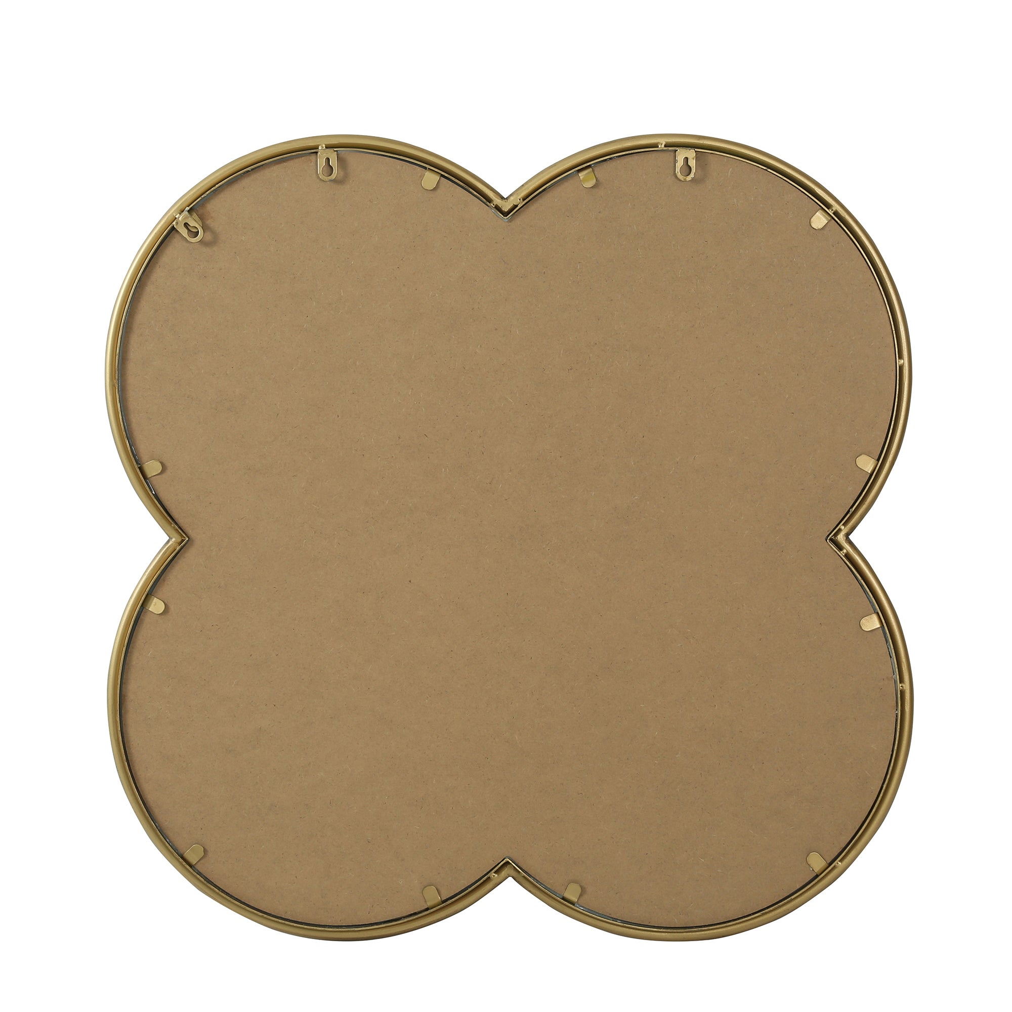 31.5 in. Antique Gold Quatrefoil Wall Mirror, Ornate Irregular Accent Mirror with Beaded Metal Frame for Bathroom, Living Room & Entryway