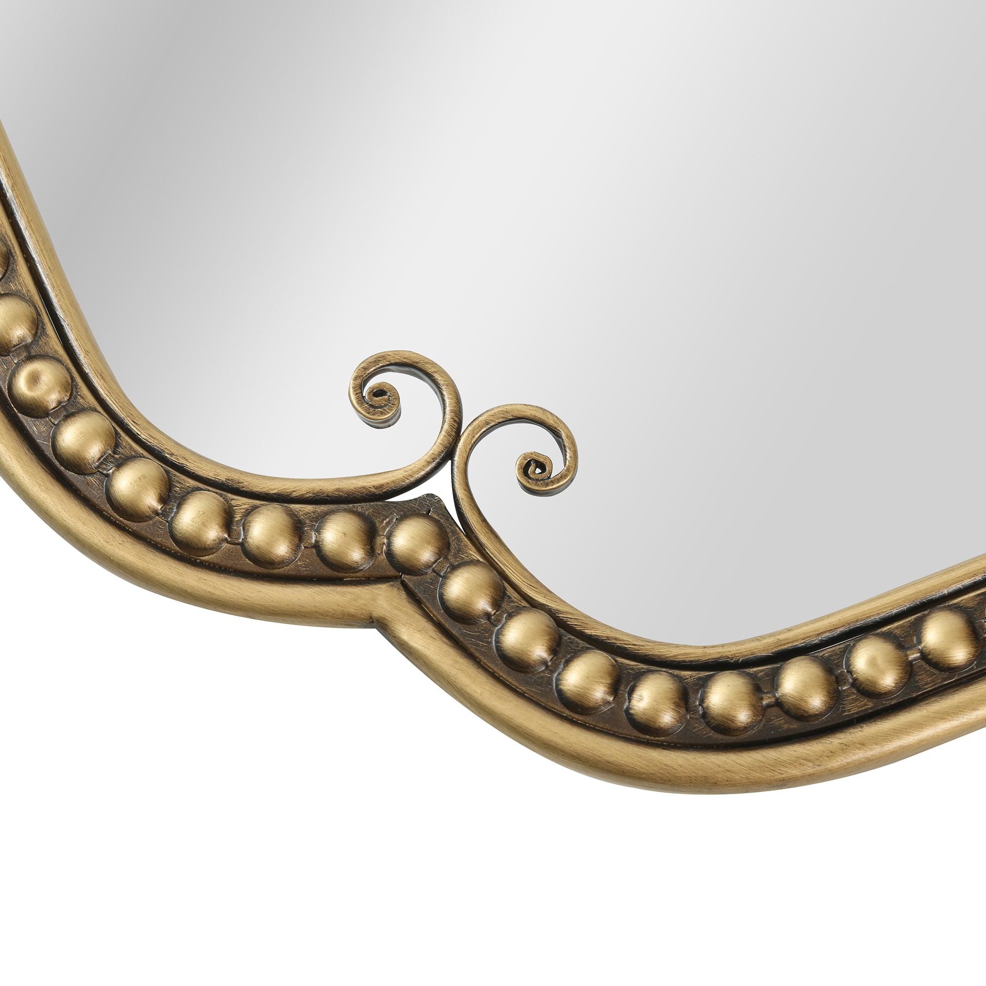 24 in. x 36 in. Gold Irregular Beaded Metal Framed Wall Mirror, Rounded Rectangle Decorative Vanity Mirror for Bathroom, Living Room & Entryway
