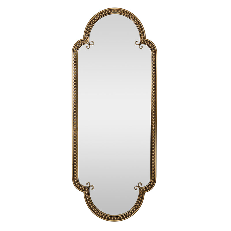 19.68 in. x 53.15 in. Vintage Gold Scalloped Oval Wall Mirror, Ornate Beaded Metal Frame Oblong Vanity Mirror for Bathroom & Living Room