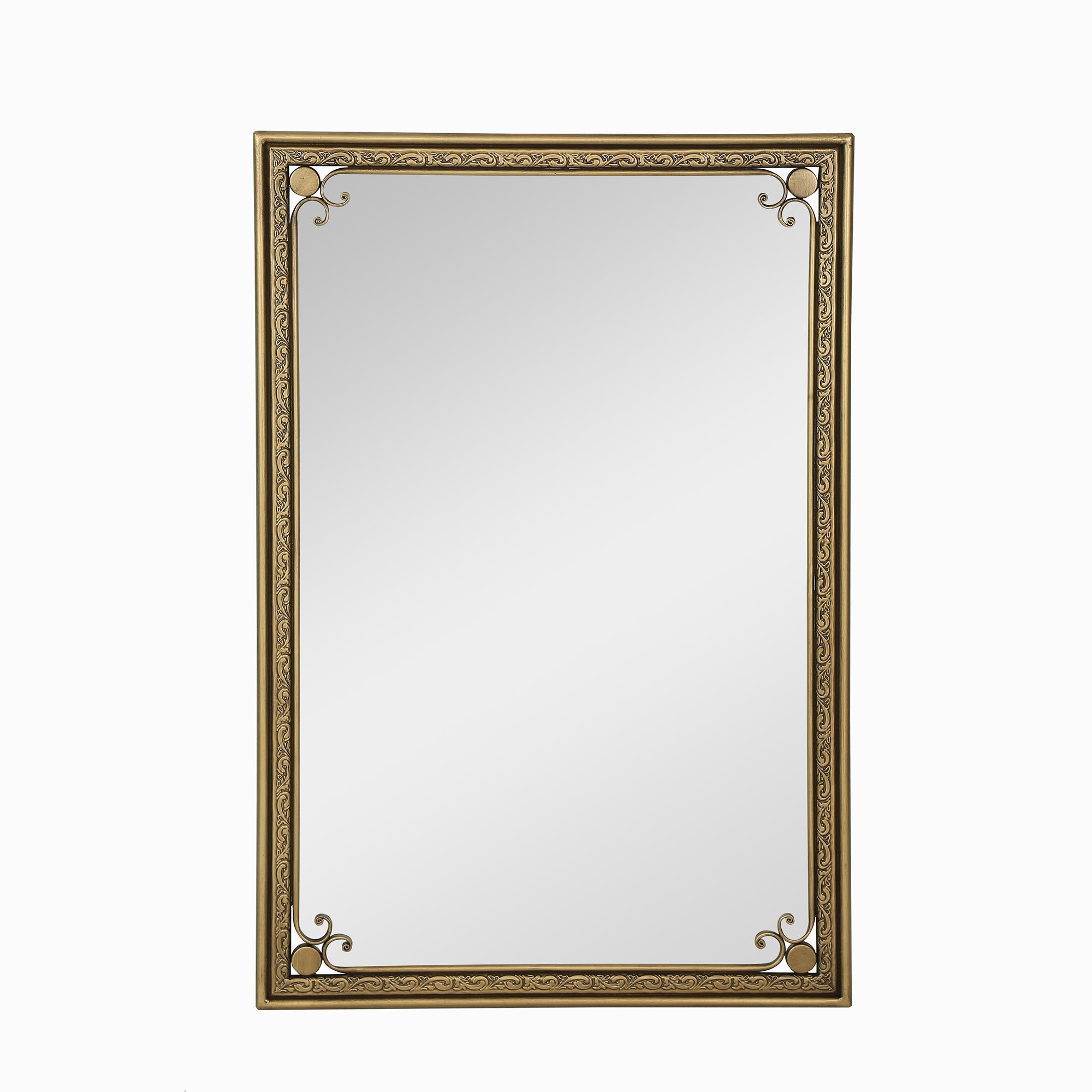 24 in. x 36 in. Gold Rectangle Bathroom Vanity Mirror, Modern Rounded Corner Iron Framed Wall Mirror for Over Sink, Horizontal or Vertical