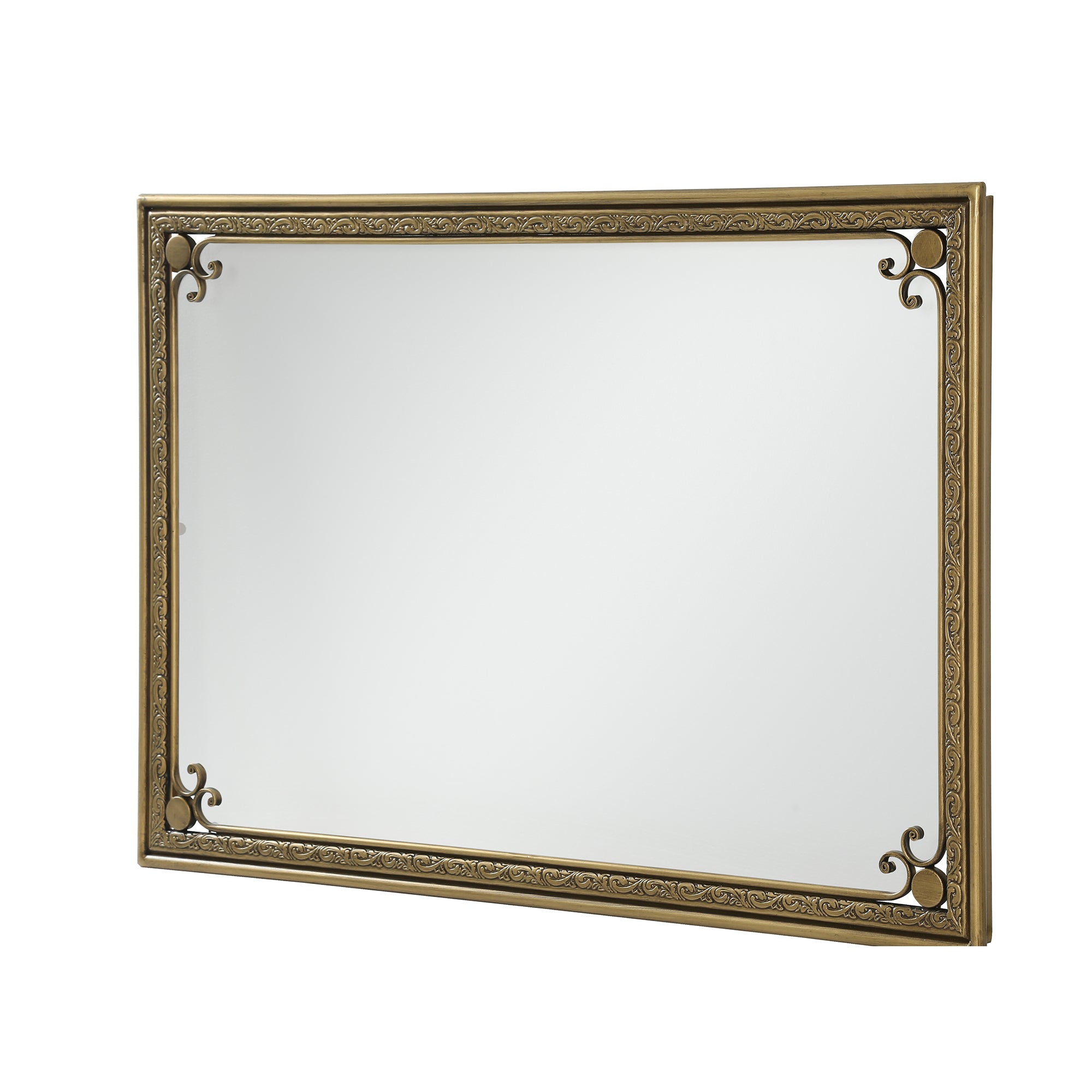 24 in. x 36 in. Gold Rectangle Bathroom Vanity Mirror, Modern Rounded Corner Iron Framed Wall Mirror for Over Sink, Horizontal or Vertical