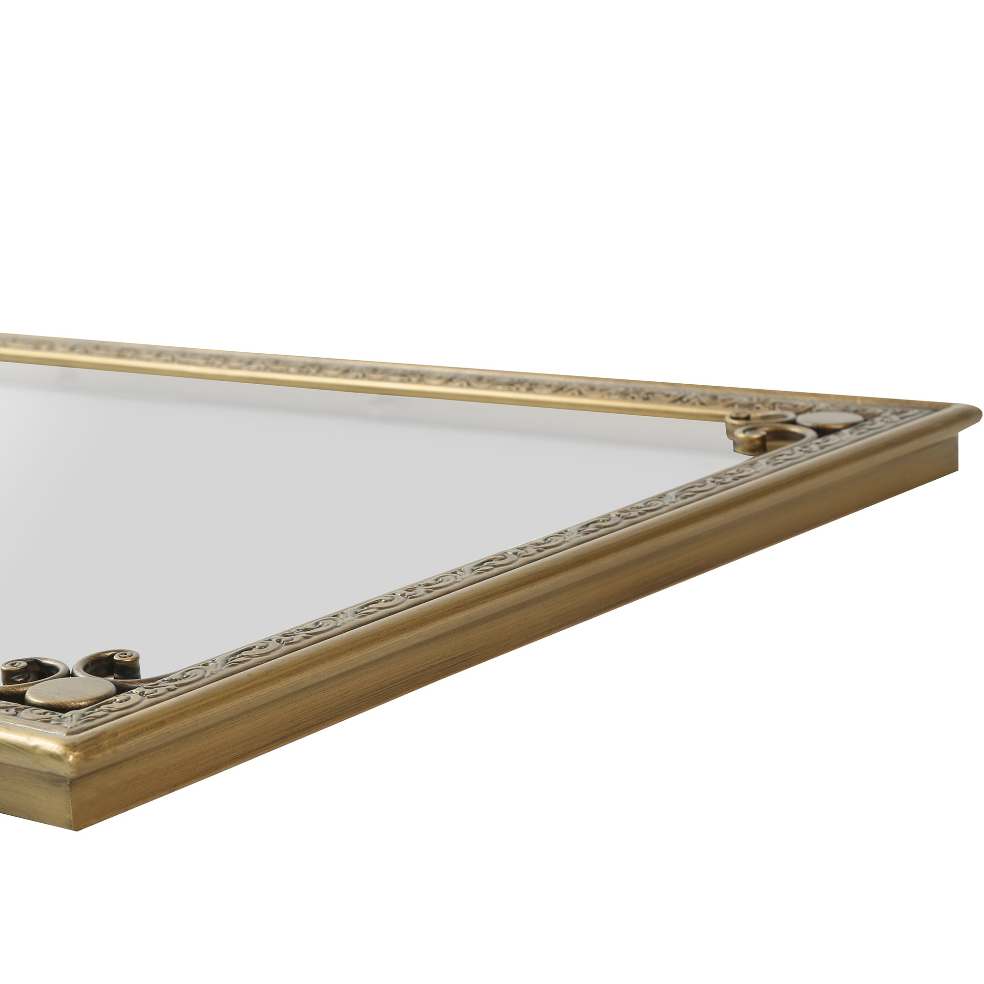 24 in. x 36 in. Gold Rectangle Bathroom Vanity Mirror, Modern Rounded Corner Iron Framed Wall Mirror for Over Sink, Horizontal or Vertical