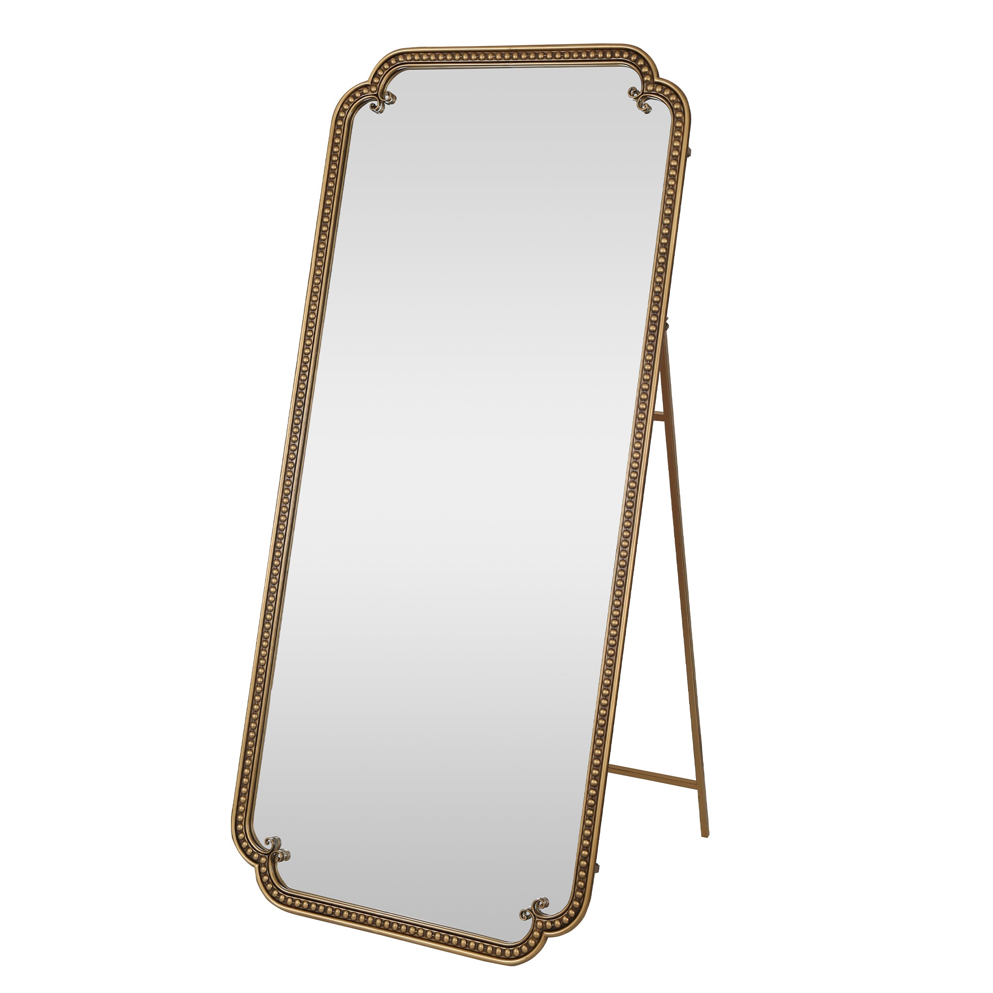 70.1 in. x 31.9 in. Antique Gold Full Length Floor Mirror with Stand, Large Arched Metal Framed Dressing Mirror for Standing, Wall Mount or Leaning