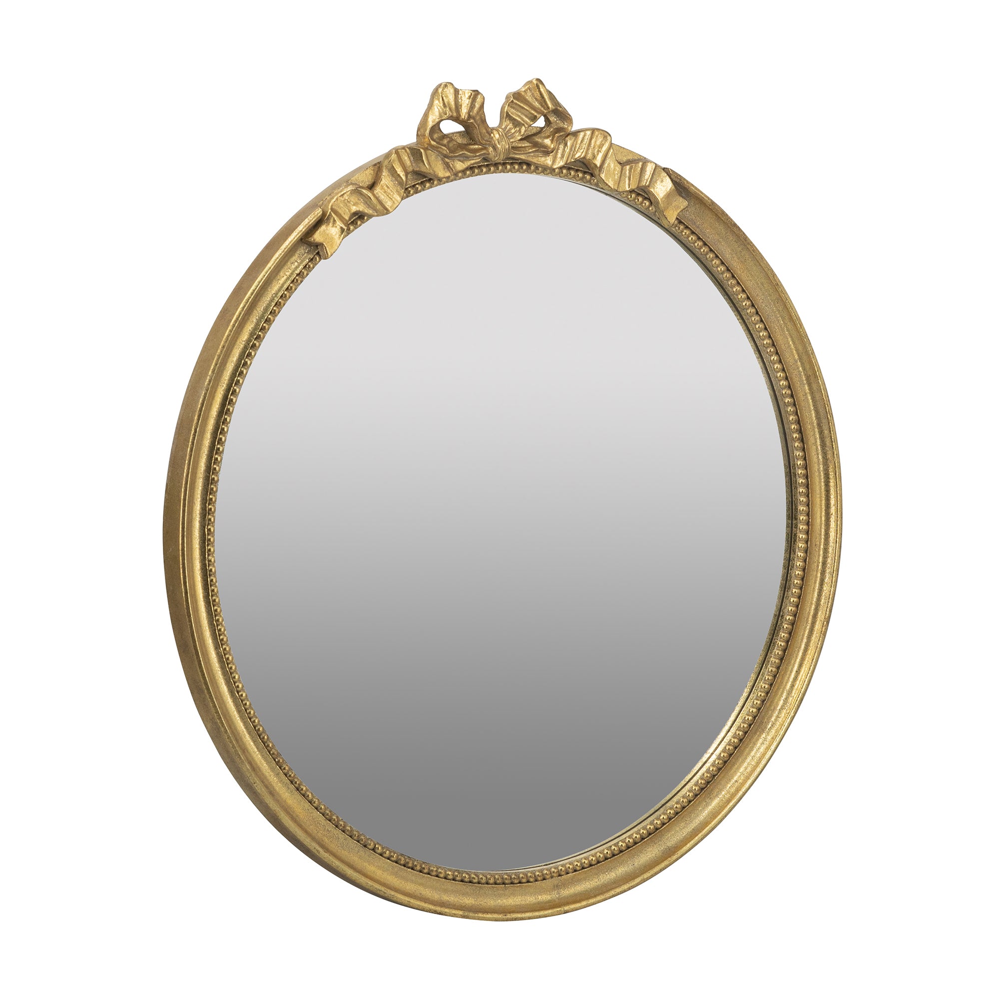 30 in. x 32.1 in. Gold Baroque Round Wall Mirror, Decorative MDF & Resin Frame Accent Mirror with Ornate Scrollwork Crown