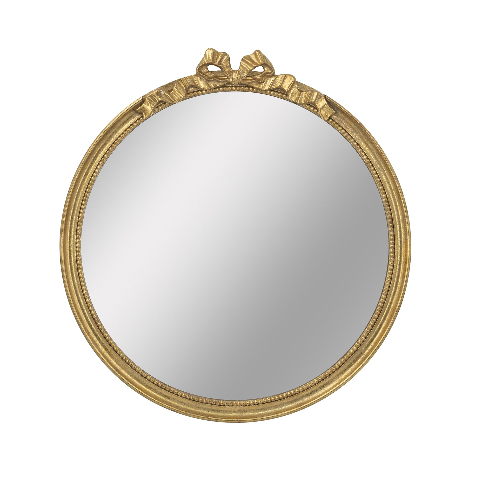 30 in. x 32.1 in. Gold Baroque Round Wall Mirror, Decorative MDF & Resin Frame Accent Mirror with Ornate Scrollwork Crown