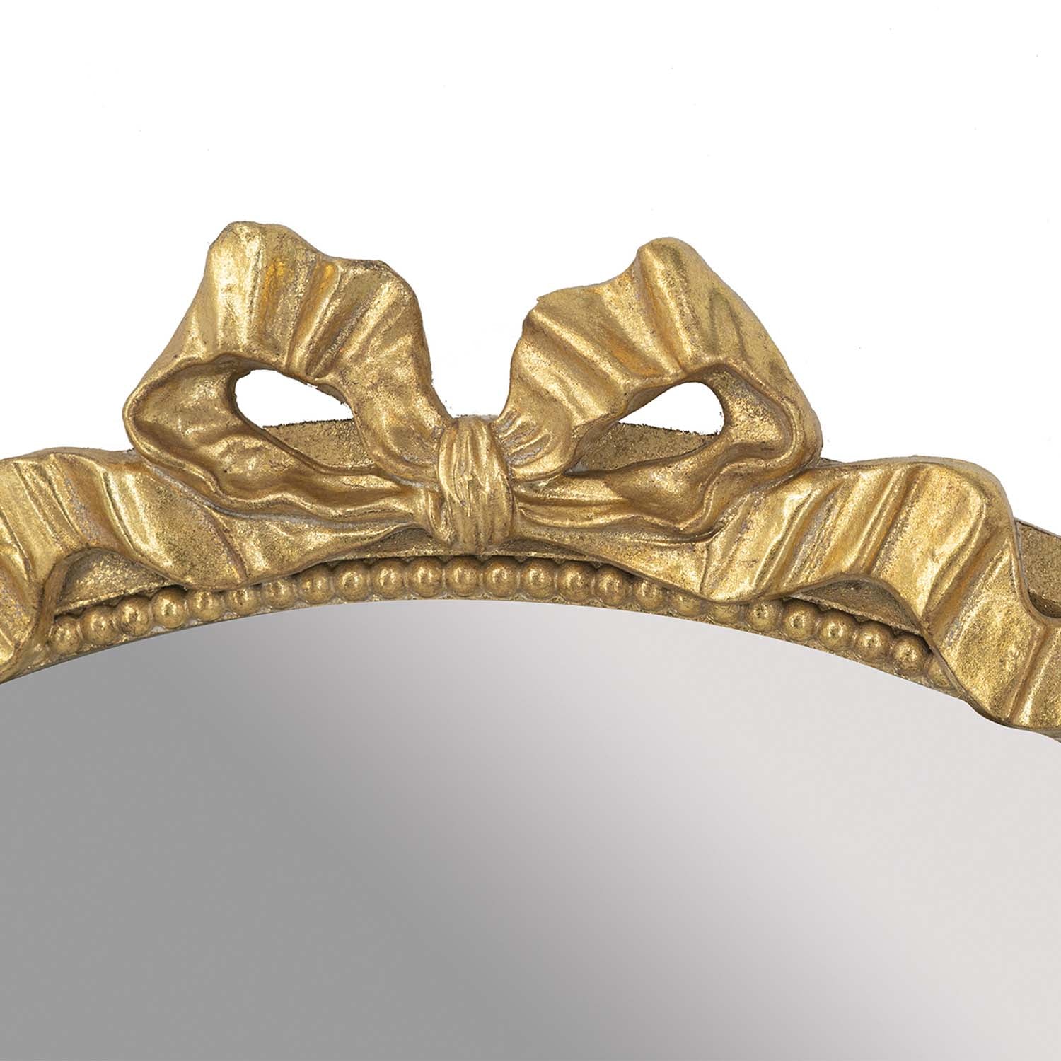 30 in. x 32.1 in. Gold Baroque Round Wall Mirror, Decorative MDF & Resin Frame Accent Mirror with Ornate Scrollwork Crown