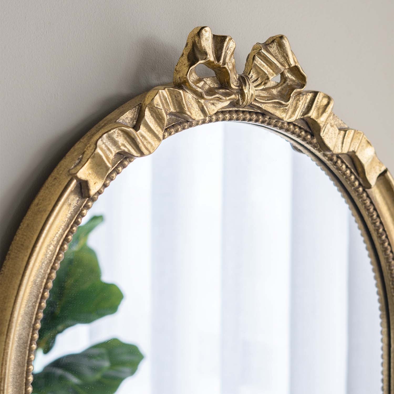 23.6 in. x 37.3 in. Gold Baroque Arched Wall Mirror, Ornate Scrollwork Crown Decorative Accent Mirror for Living Room, Bedroom & Entryway