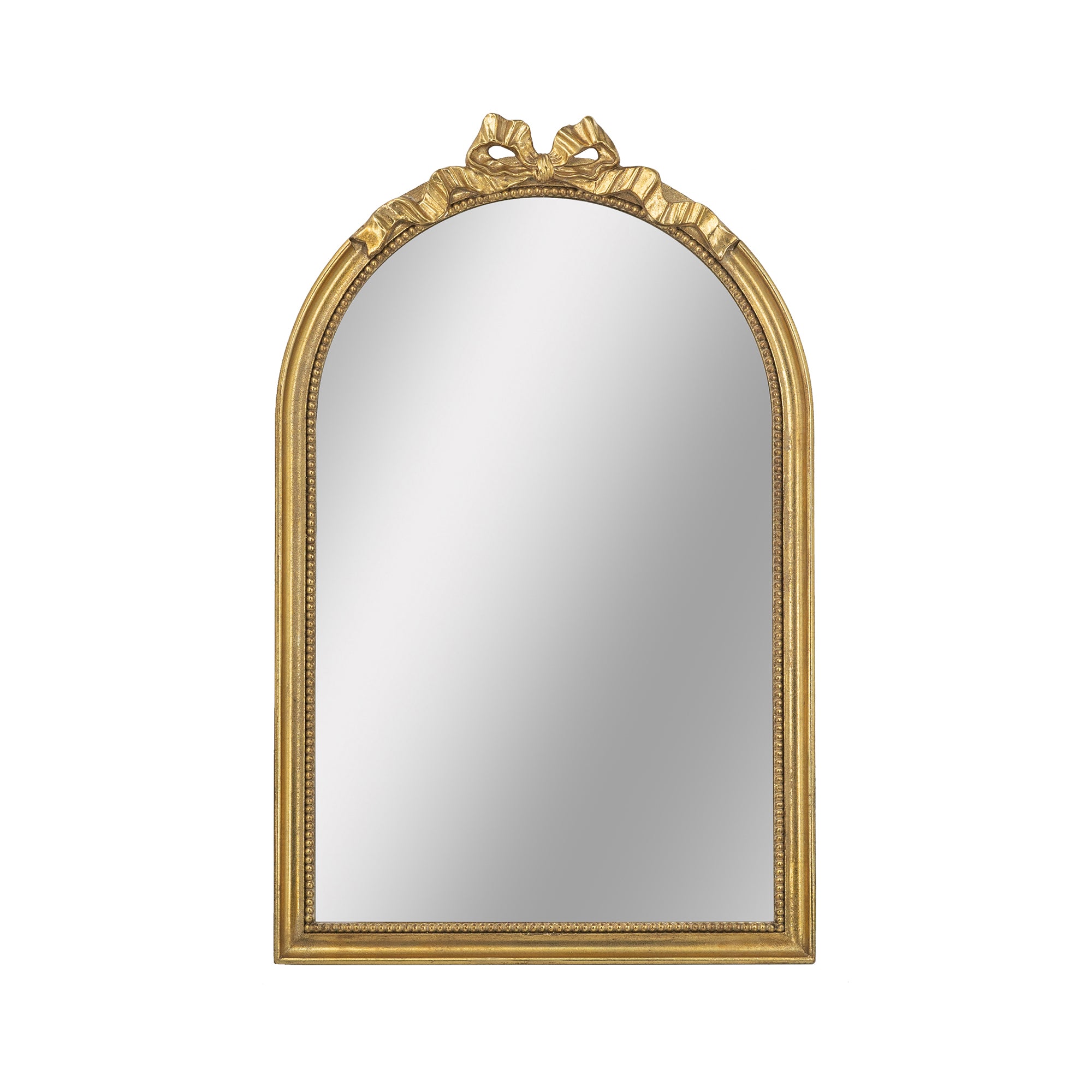 23.6 in. x 37.3 in. Gold Baroque Arched Wall Mirror, Ornate Scrollwork Crown Decorative Accent Mirror for Living Room, Bedroom & Entryway