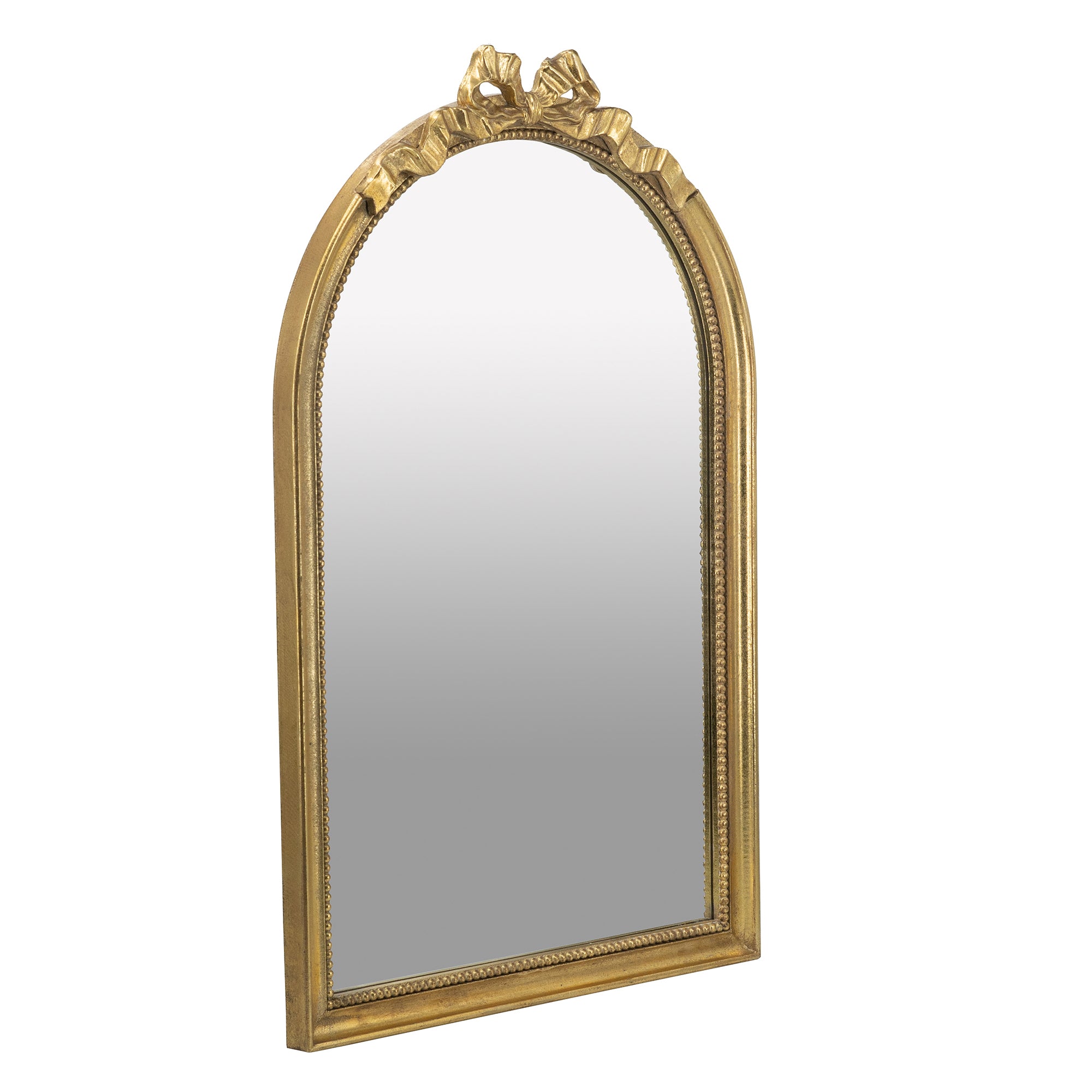 23.6 in. x 37.3 in. Gold Baroque Arched Wall Mirror, Ornate Scrollwork Crown Decorative Accent Mirror for Living Room, Bedroom & Entryway