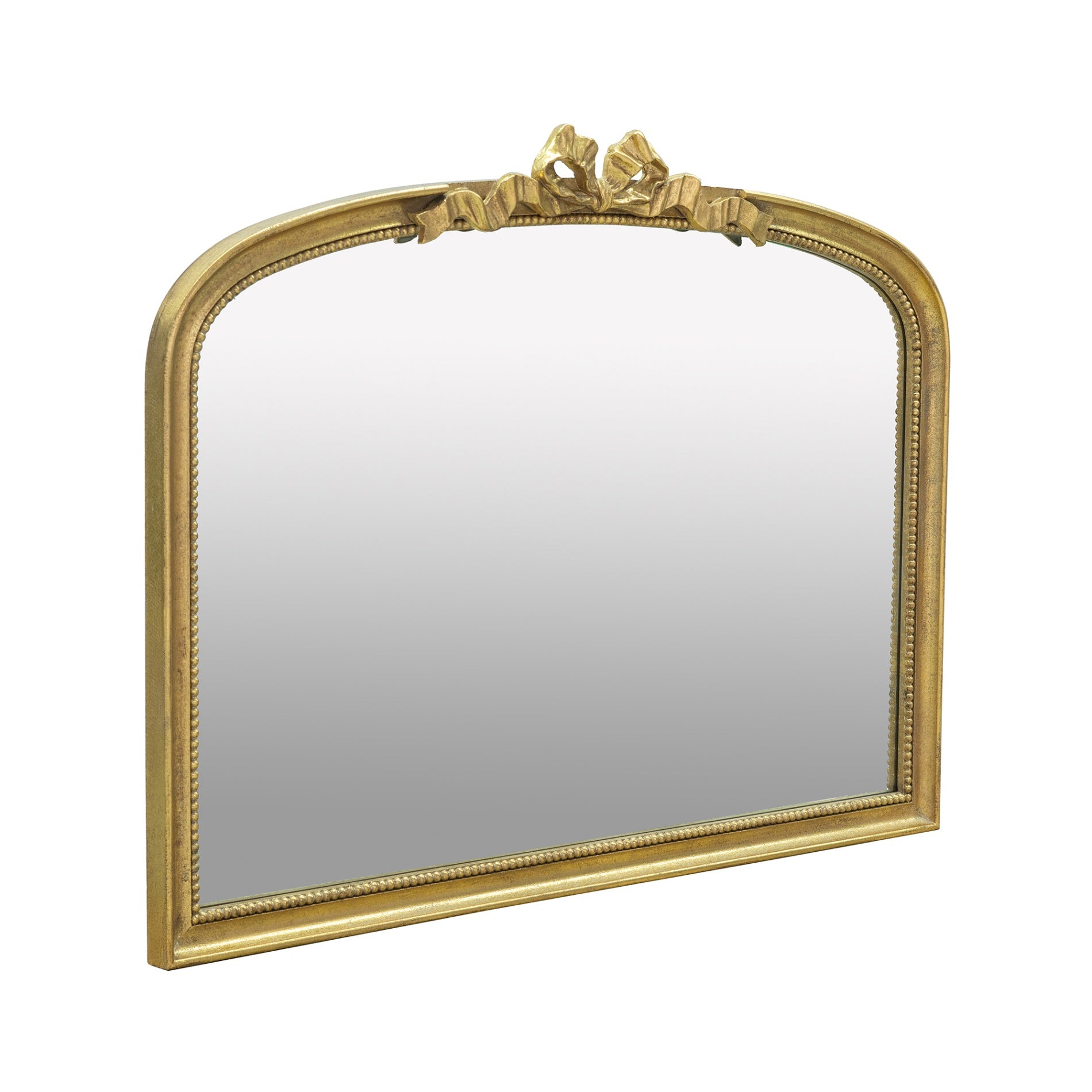 40.2 in. x 29.9 in. Gold Baroque Arched Wall Mirror, Ornate Scrollwork Crown Decorative Accent Mirror for Living Room, Bedroom & Entryway