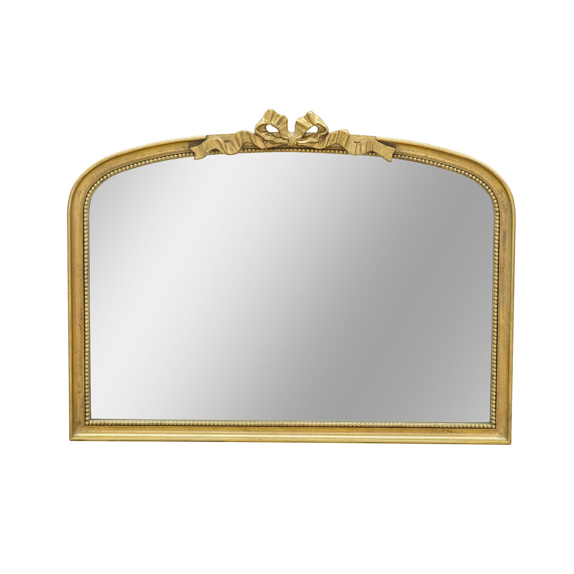 40.2 in. x 29.9 in. Gold Baroque Arched Wall Mirror, Ornate Scrollwork Crown Decorative Accent Mirror for Living Room, Bedroom & Entryway